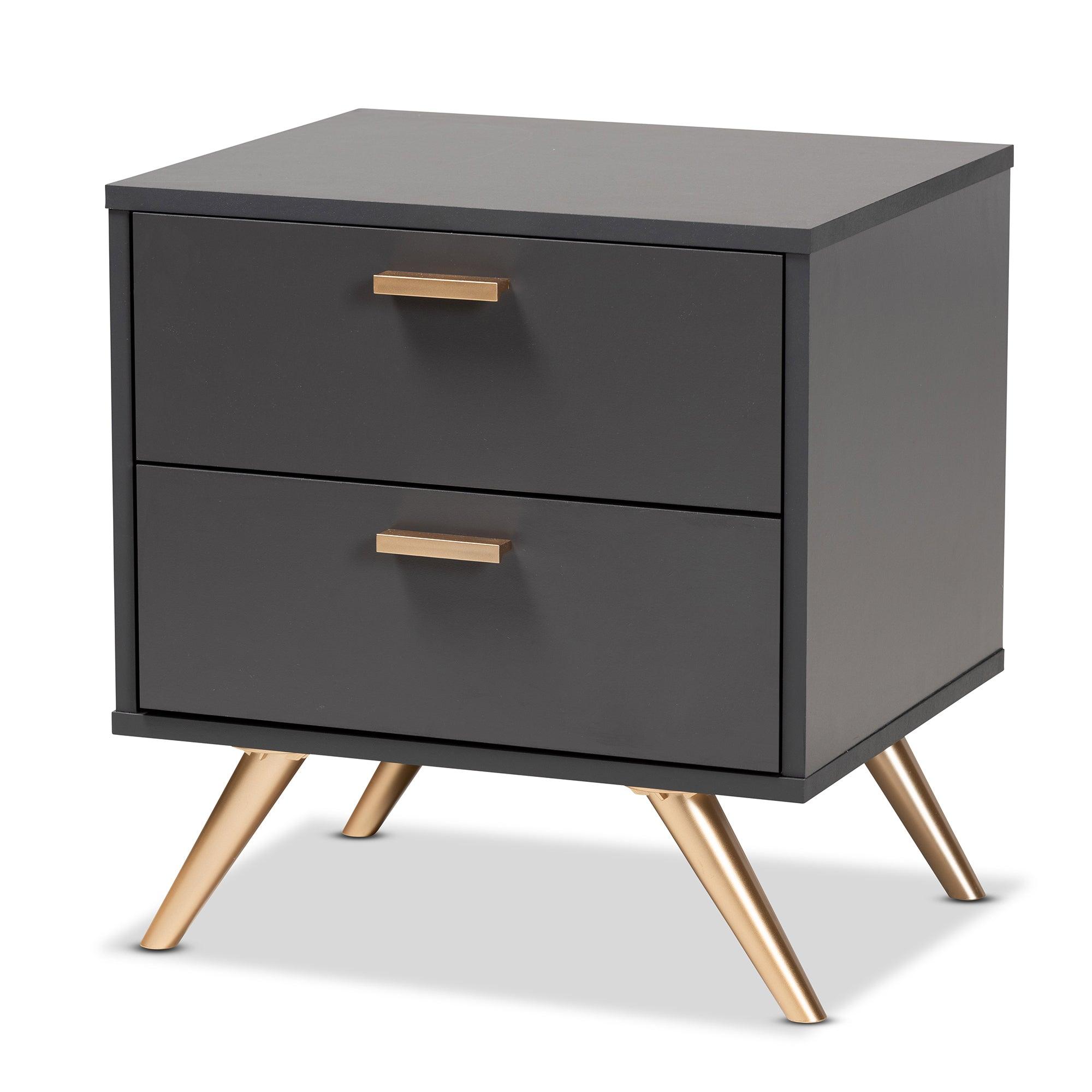 Kelson Modern and Contemporary Dark and Finished Wood 2-Drawer Nightstand