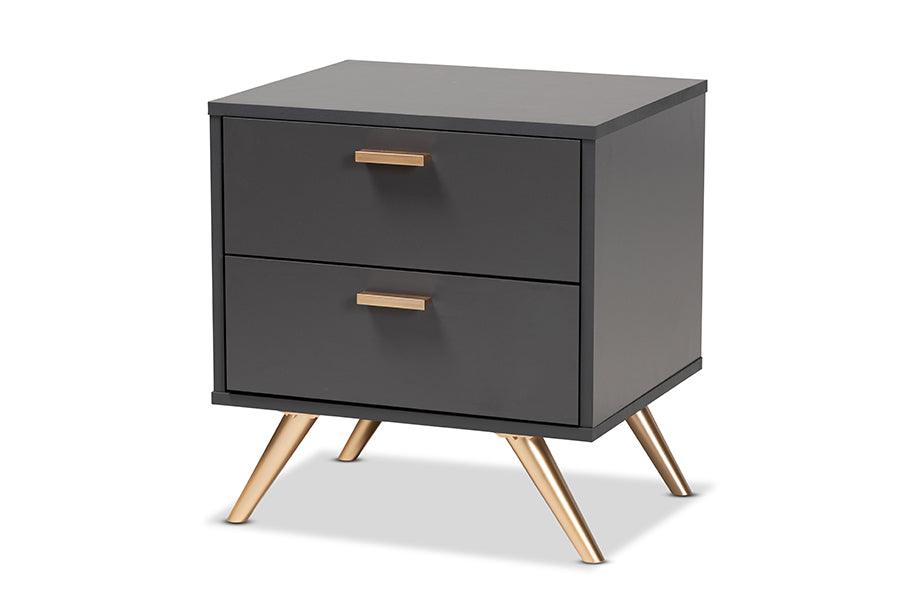 Kelson Modern and Contemporary Dark and Finished Wood 2-Drawer Nightstand