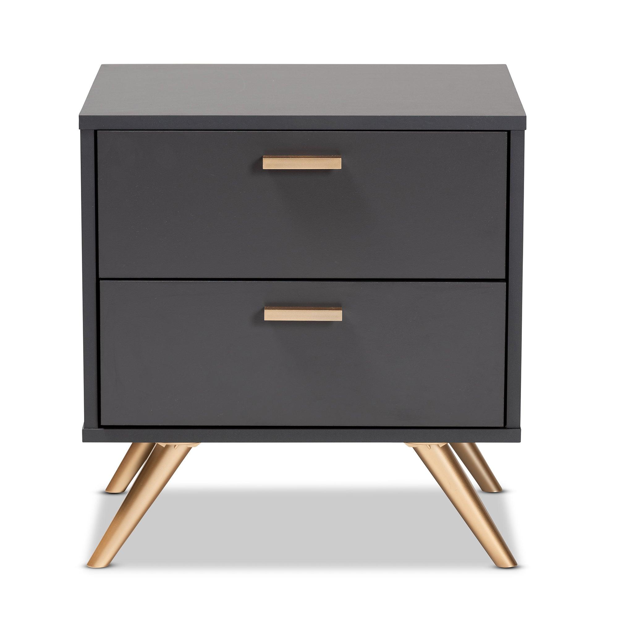 Kelson Modern and Contemporary Dark and Finished Wood 2-Drawer Nightstand