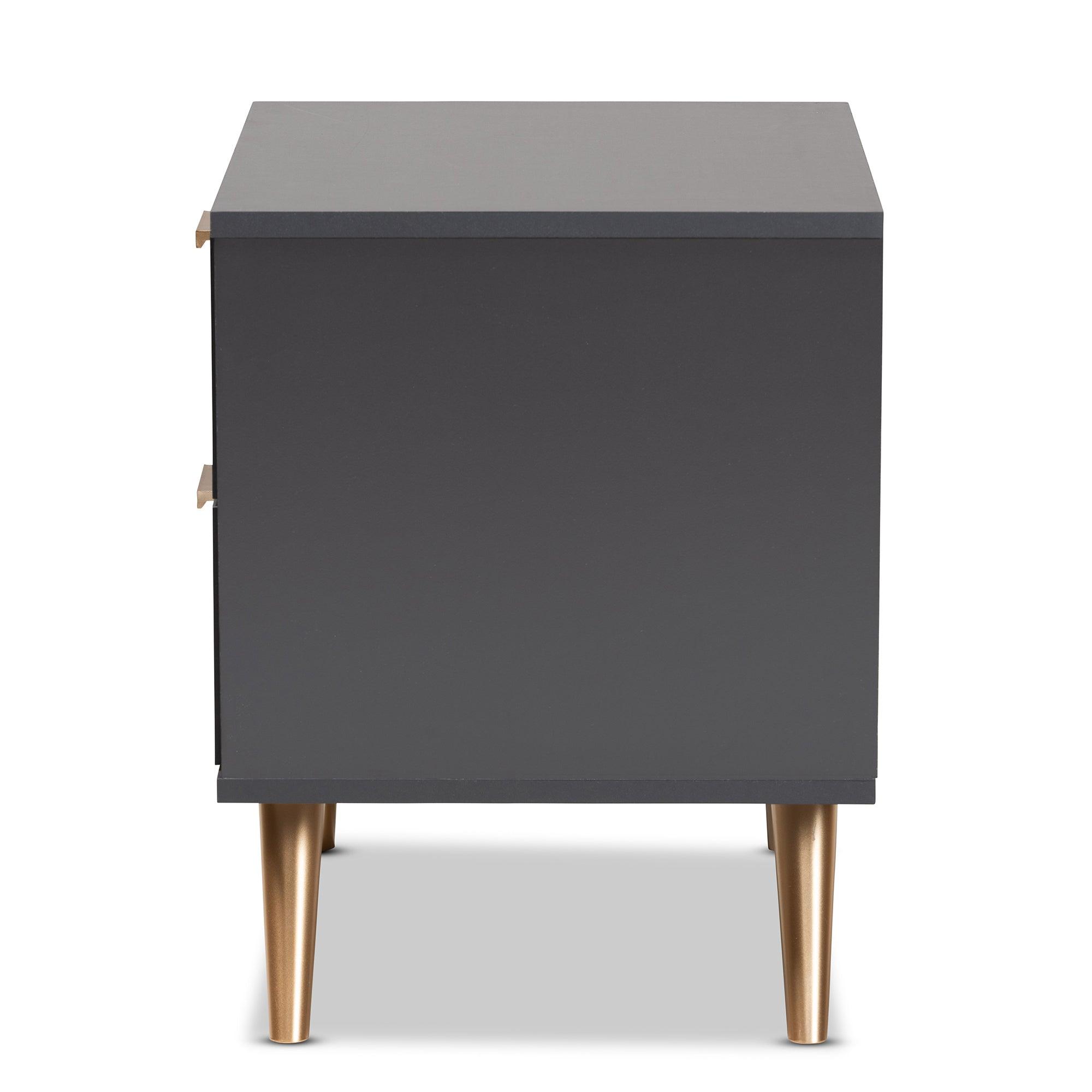 Kelson Modern and Contemporary Dark and Finished Wood 2-Drawer Nightstand