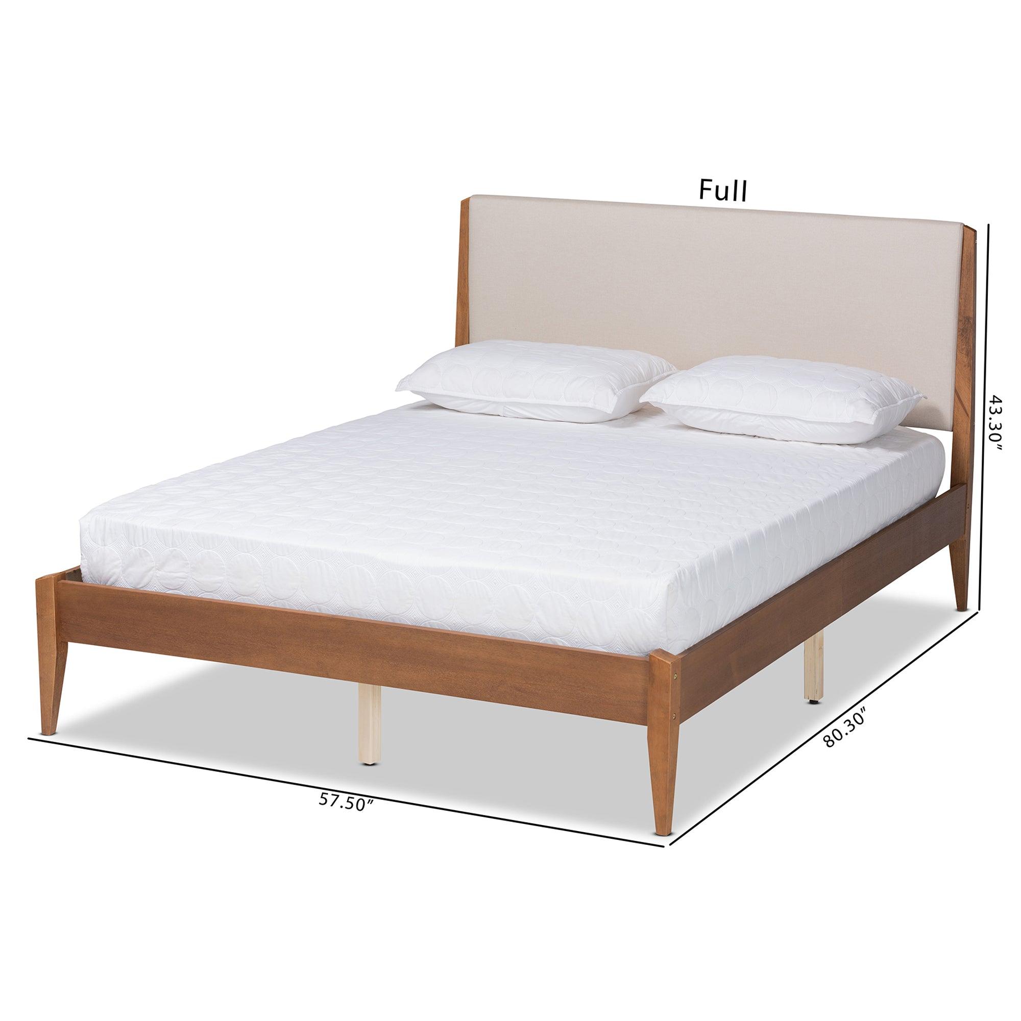 Lenora Mid-Century Modern Fabric Upholstered and Finished Wood Platform Bed