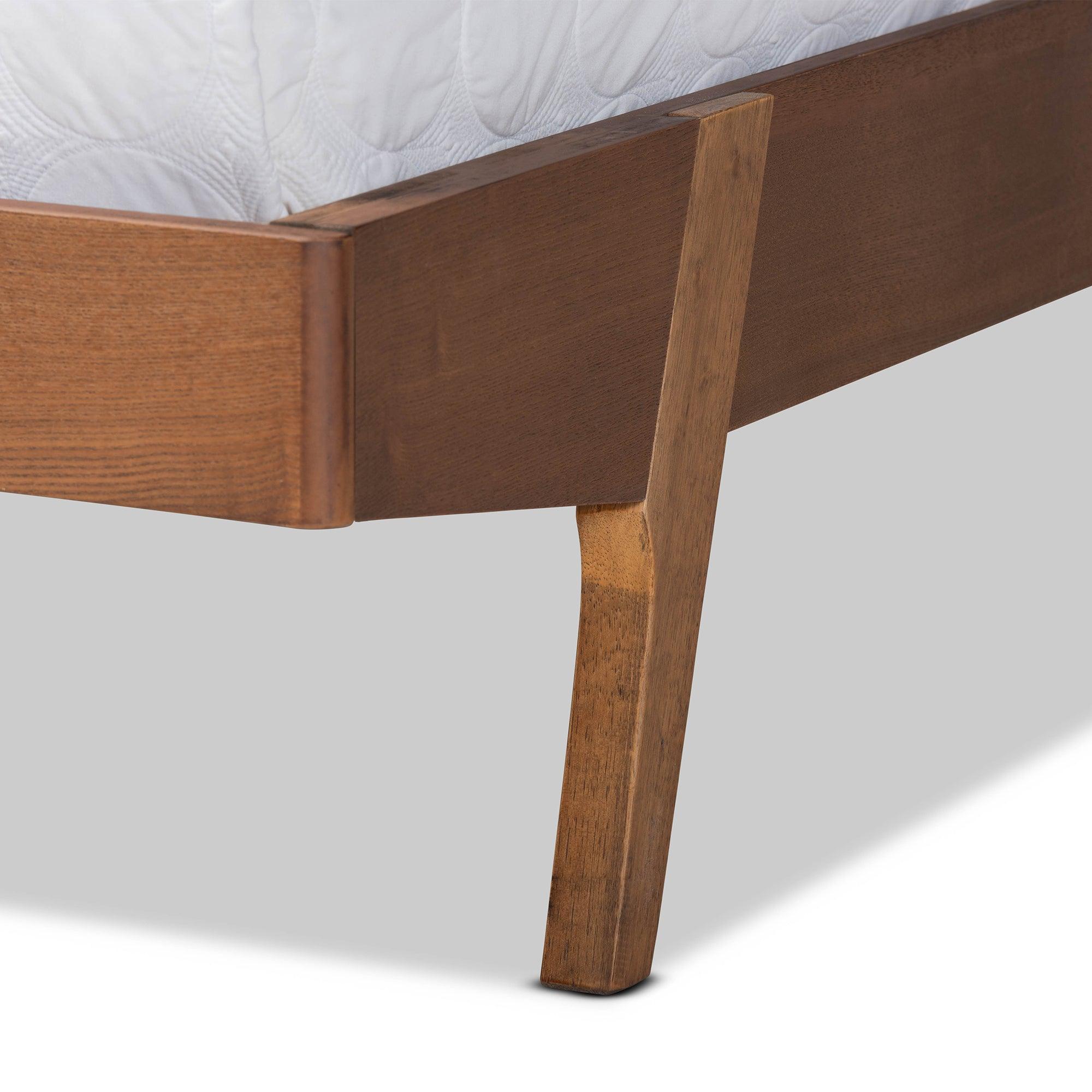 Senna Mid-Century Modern Fabric Upholstered and Finished Wood Platform Bed