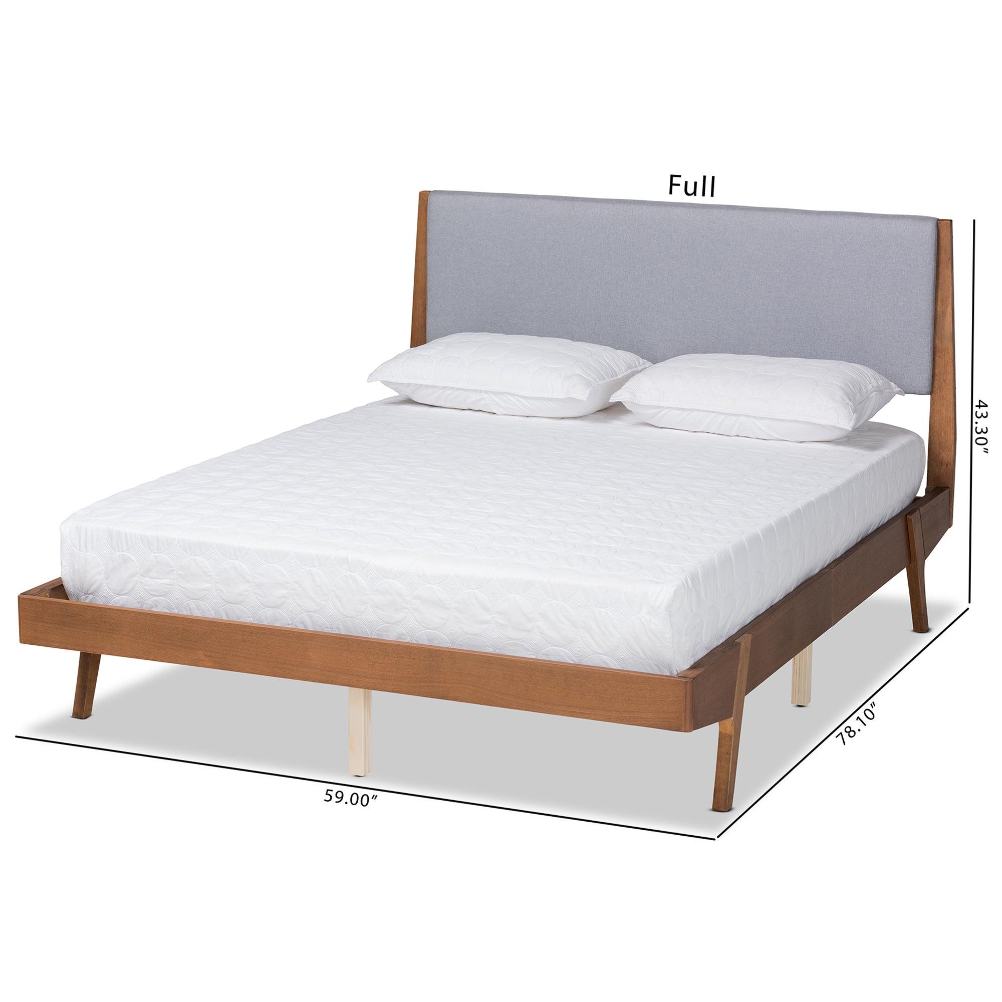 Senna Mid-Century Modern Fabric Upholstered and Finished Wood Platform Bed