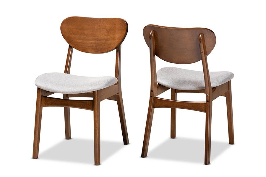 Katya Mid-Century Modern Fabric Upholstered and Finished Wood 2-Piece Dining Chair Set