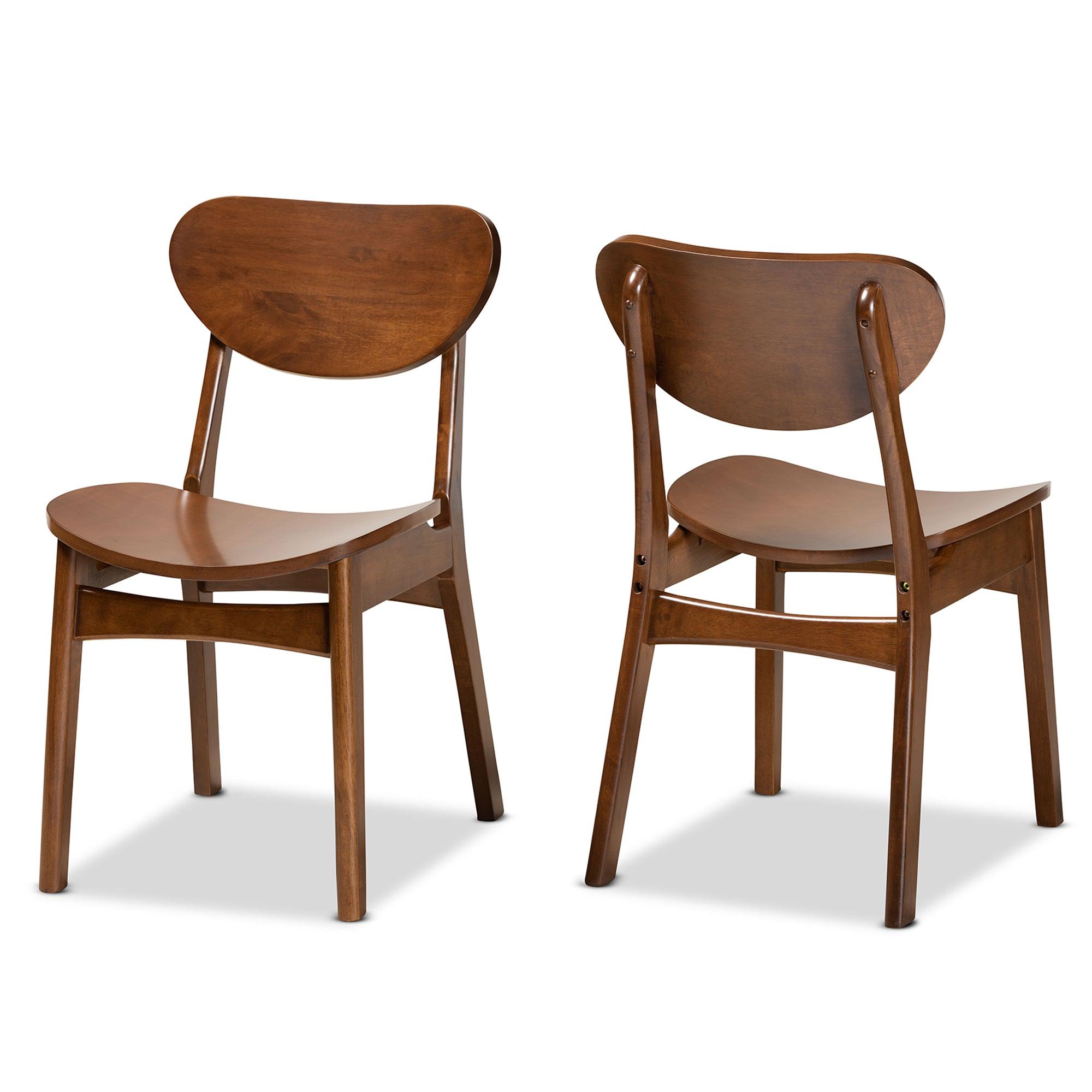 Katya Mid-Century Modern Finished Wood 2-Piece Dining Chair Set