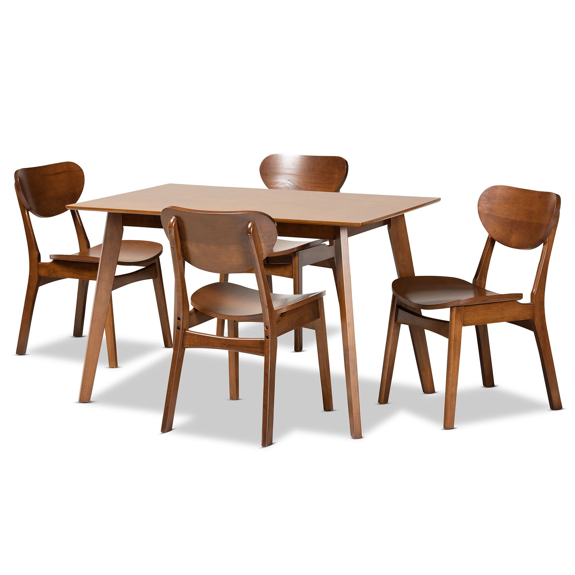 Katya Mid-Century Modern Finished Wood 5-Piece Dining Set