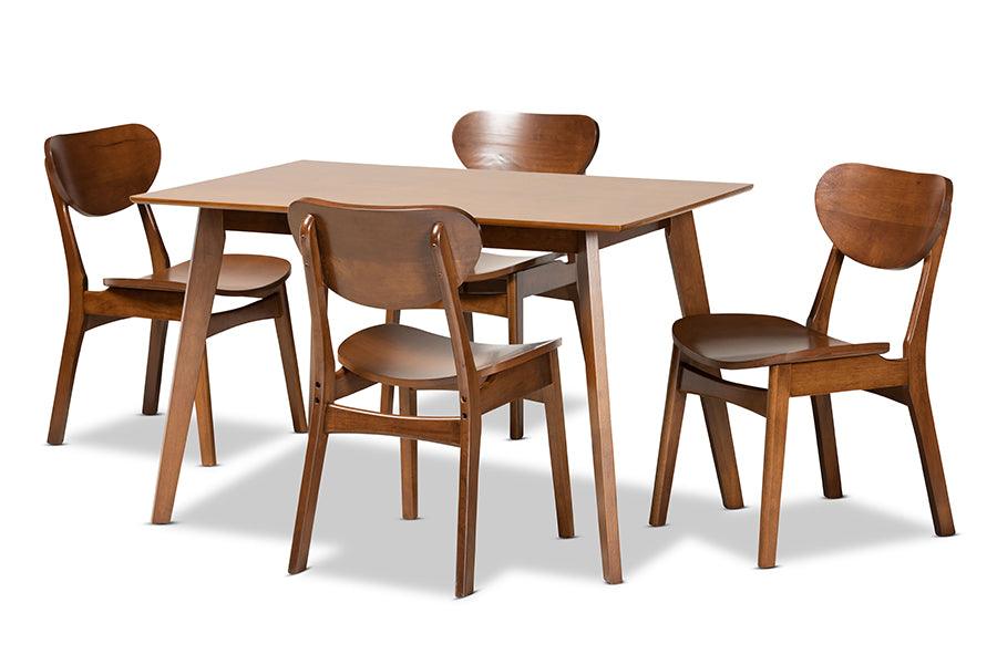 Katya Mid-Century Modern Finished Wood 5-Piece Dining Set