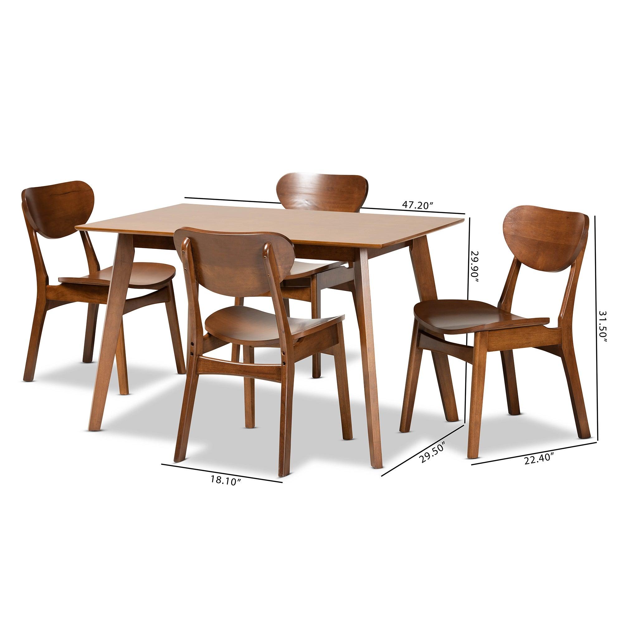 Katya Mid-Century Modern Finished Wood 5-Piece Dining Set