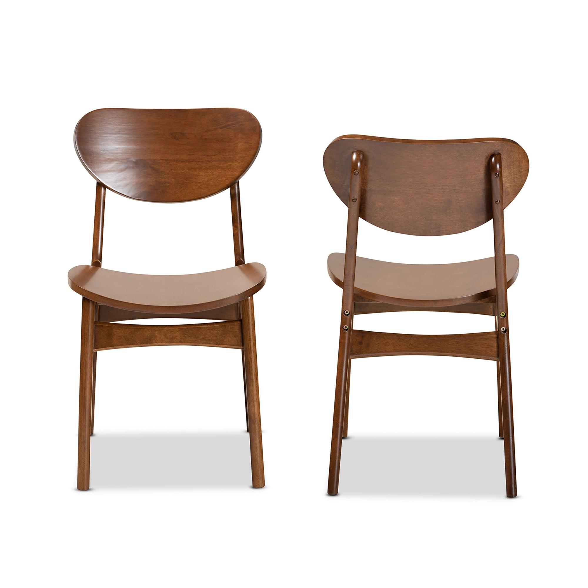 Katya Mid-Century Modern Finished Wood 2-Piece Dining Chair Set