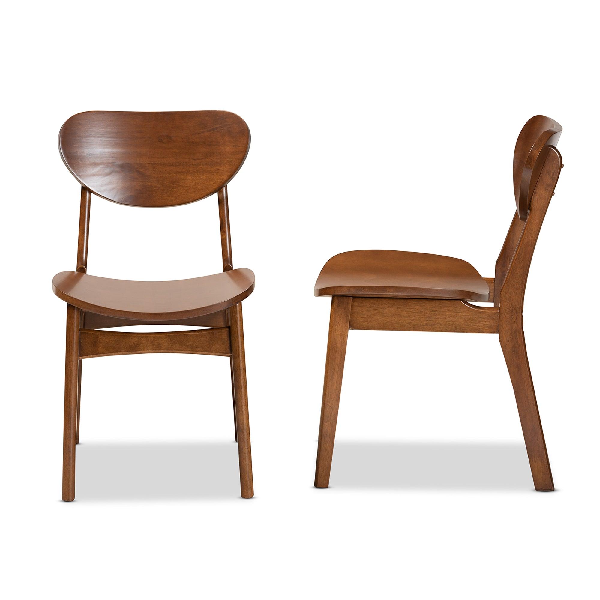 Katya Mid-Century Modern Finished Wood 2-Piece Dining Chair Set