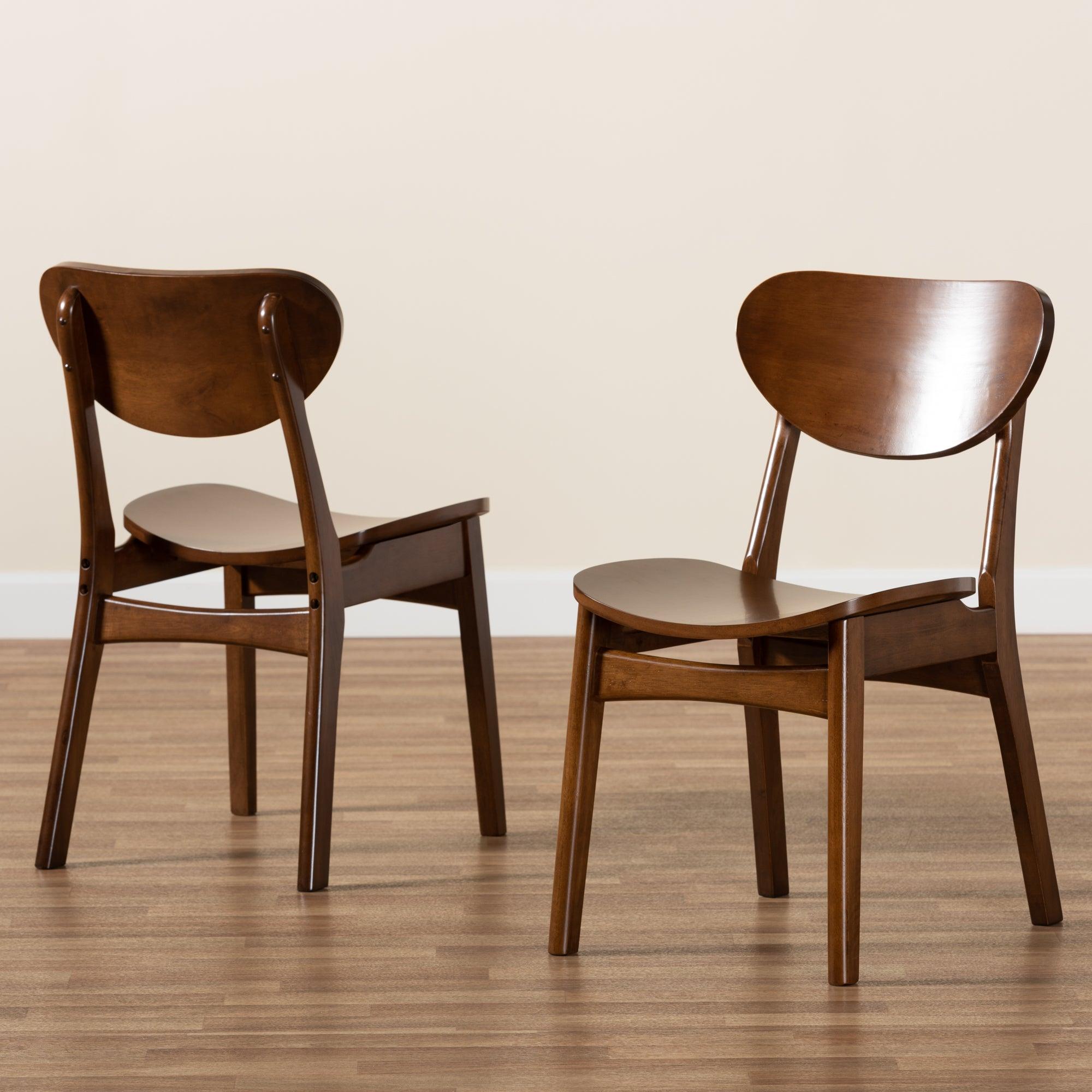 Katya Mid-Century Modern Finished Wood 2-Piece Dining Chair Set