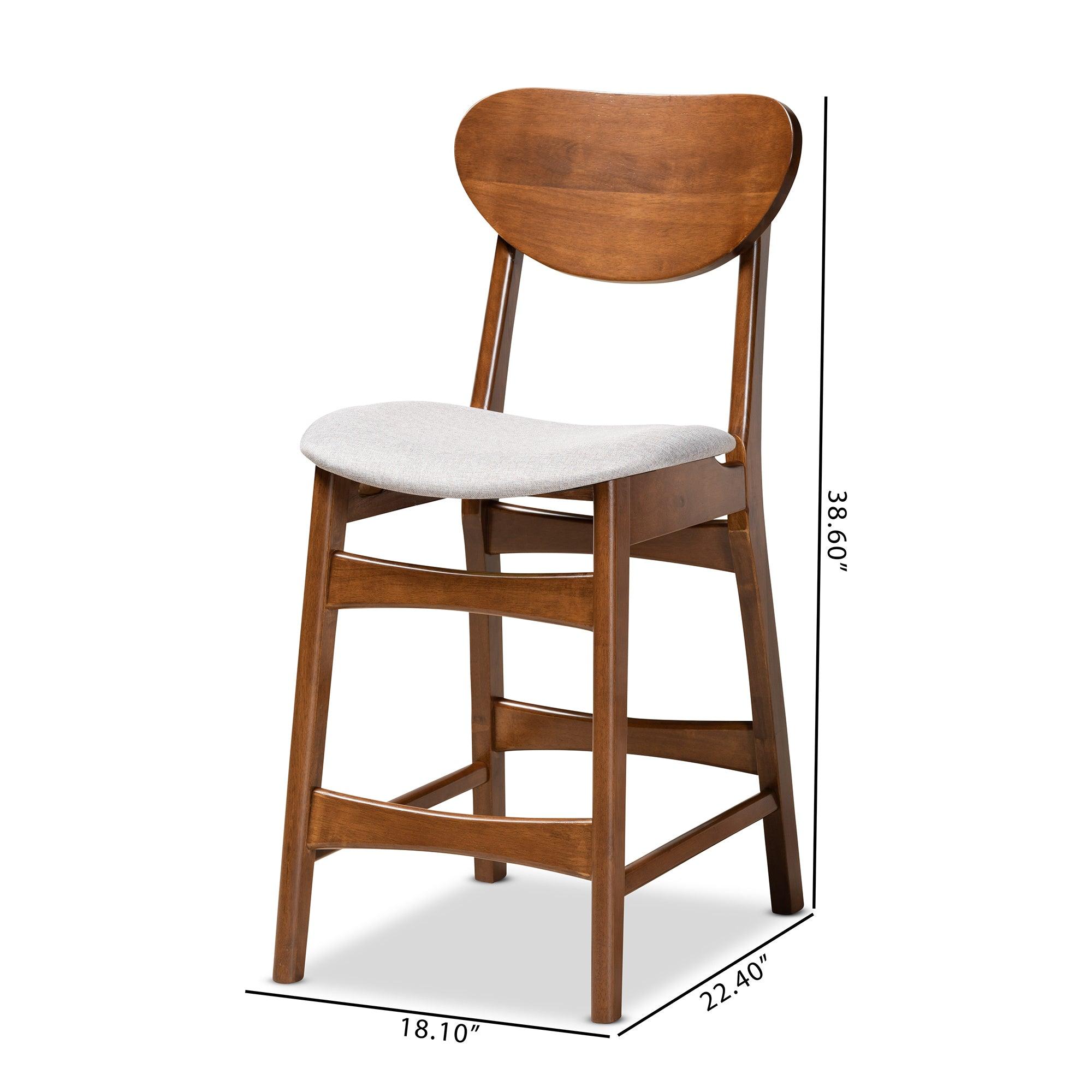 Katya Mid-Century Modern Fabric Upholstered and Finished Wood 2-Piece Counter Stool Set