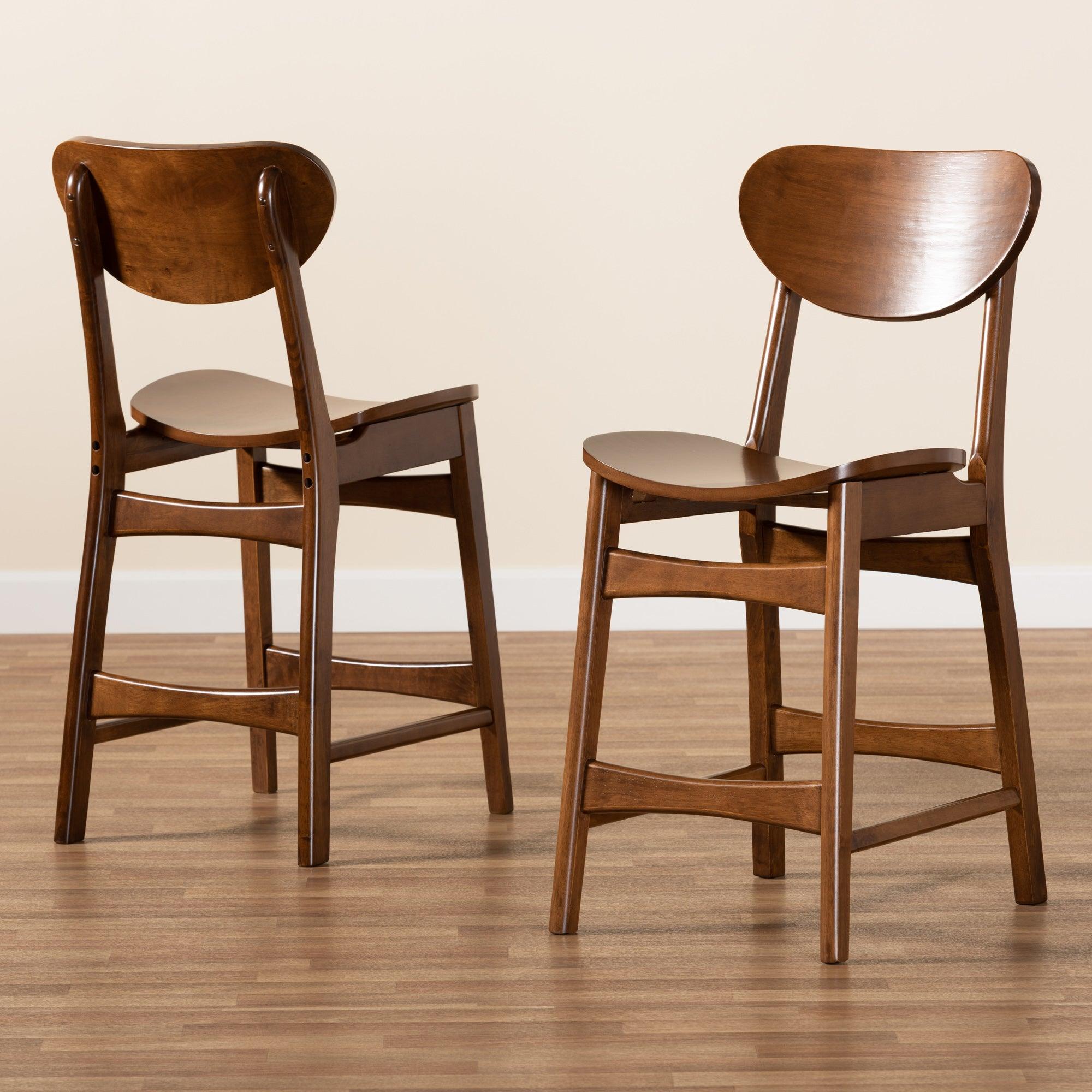 Katya Mid-Century Modern Finished Wood 2-Piece Counter Stool Set