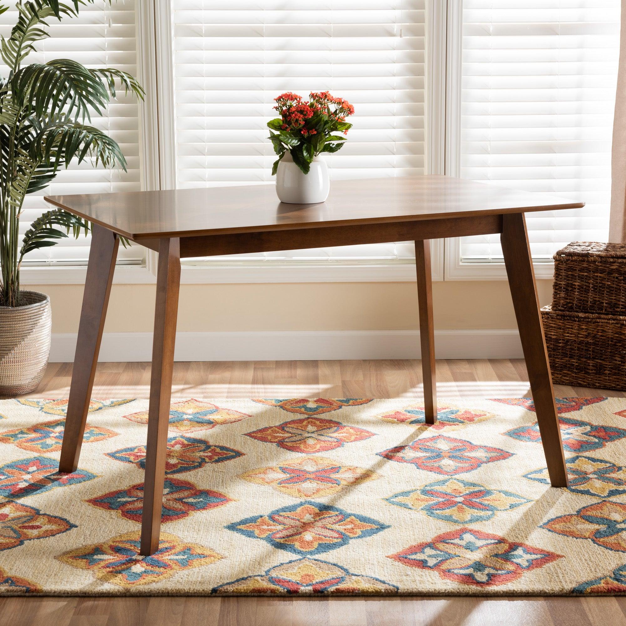 Maila Mid-Century Modern Transitional Finished Wood Dining Table