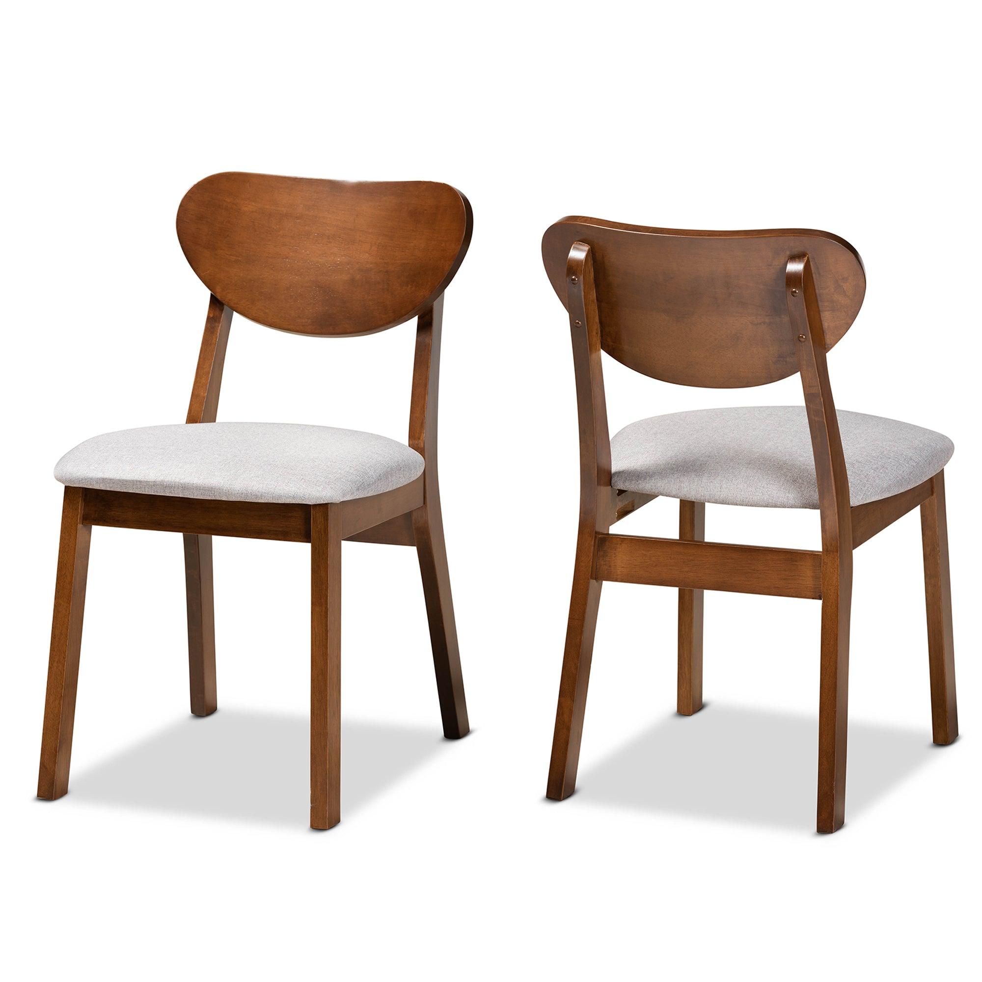 Damara Mid-Century Modern Fabric Upholstered and Finished Wood 2-Piece Dining Chair Set