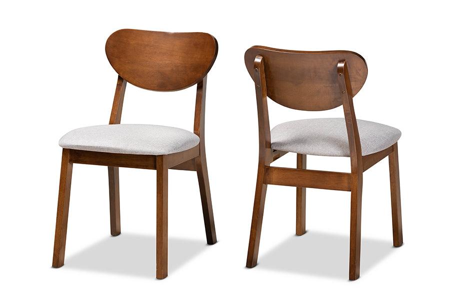 Damara Mid-Century Modern Fabric Upholstered and Finished Wood 2-Piece Dining Chair Set