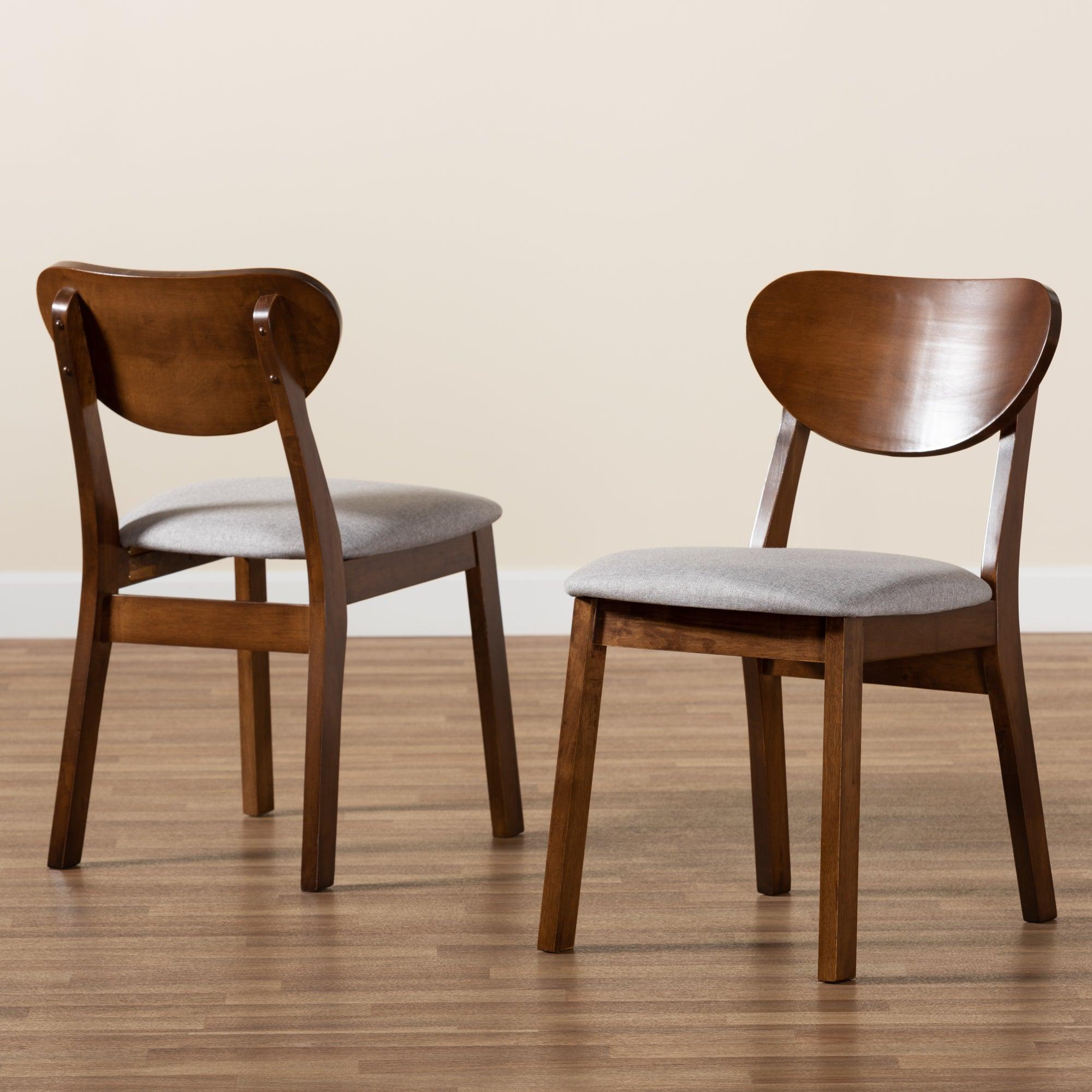 Damara Mid-Century Modern Fabric Upholstered and Finished Wood 2-Piece Dining Chair Set