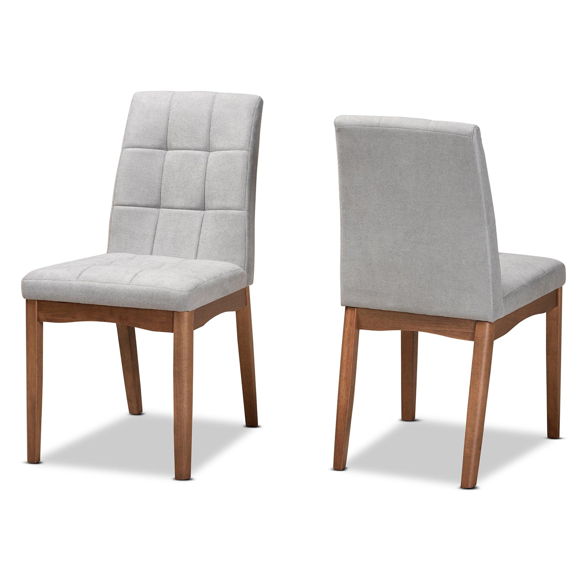 Tara Mid-Century Modern Transitional Light Fabric Upholstered and Finished Wood 2-Piece Dining Chair Set