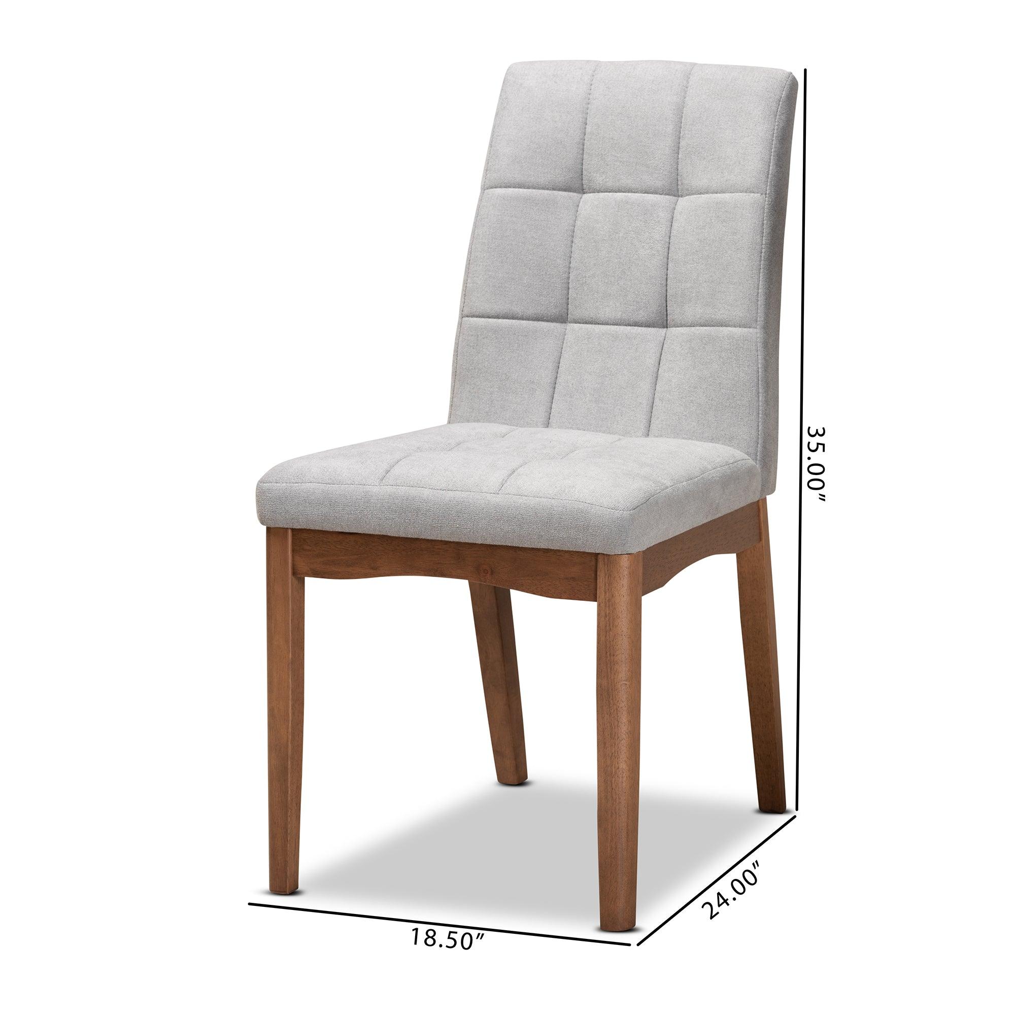 Tara Mid-Century Modern Transitional Light Fabric Upholstered and Finished Wood 2-Piece Dining Chair Set