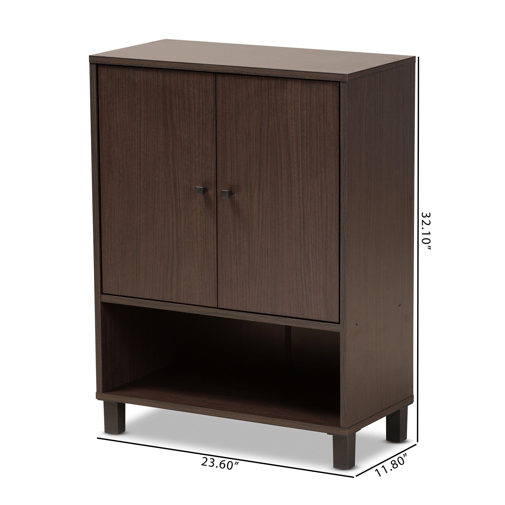 Rossin Modern and Contemporary Finished Wood 2-Door Entryway Shoe Storage Cabinet with Bottom Shelf