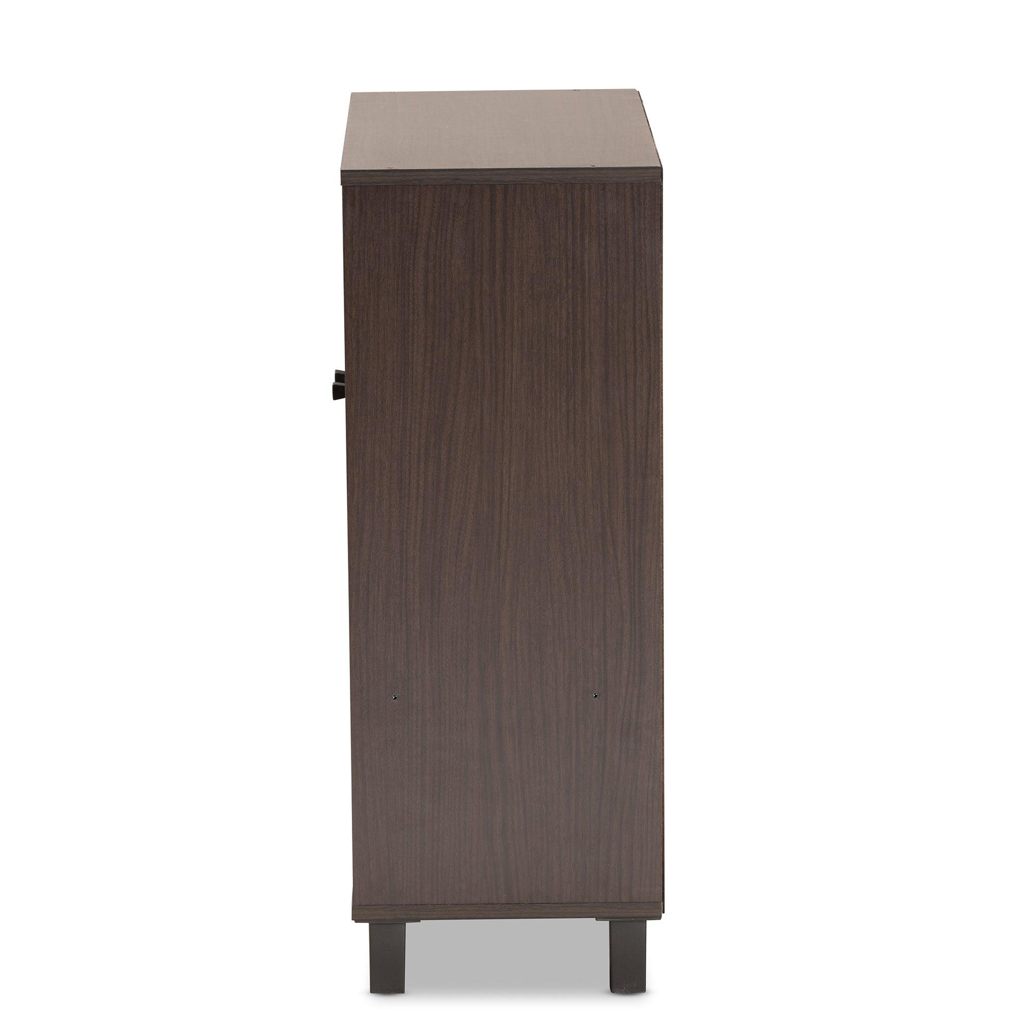 Rossin Modern and Contemporary Finished Wood 2-Door Entryway Shoe Storage Cabinet with Bottom Shelf