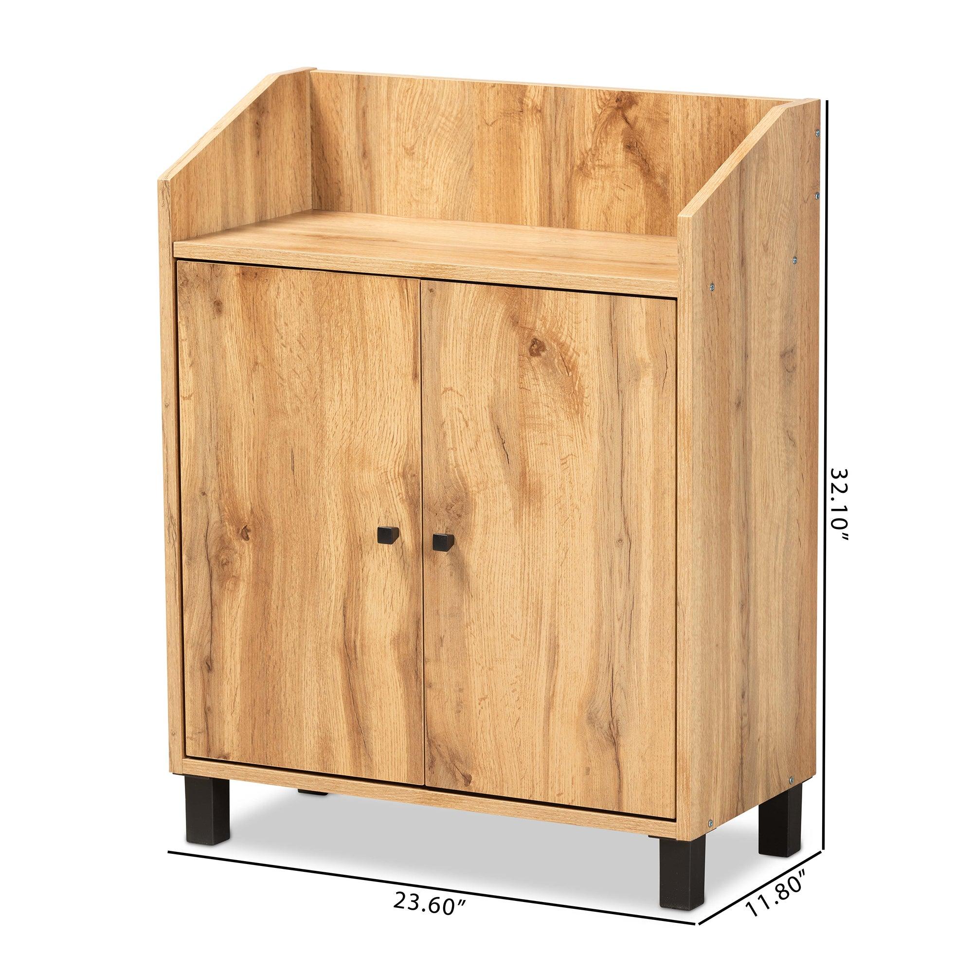 Rossin Modern and Contemporary Finished Wood 2-Door Entryway Shoe Storage Cabinet with Top Shelf