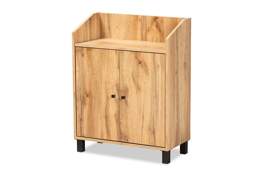 Rossin Modern and Contemporary Finished Wood 2-Door Entryway Shoe Storage Cabinet with Top Shelf