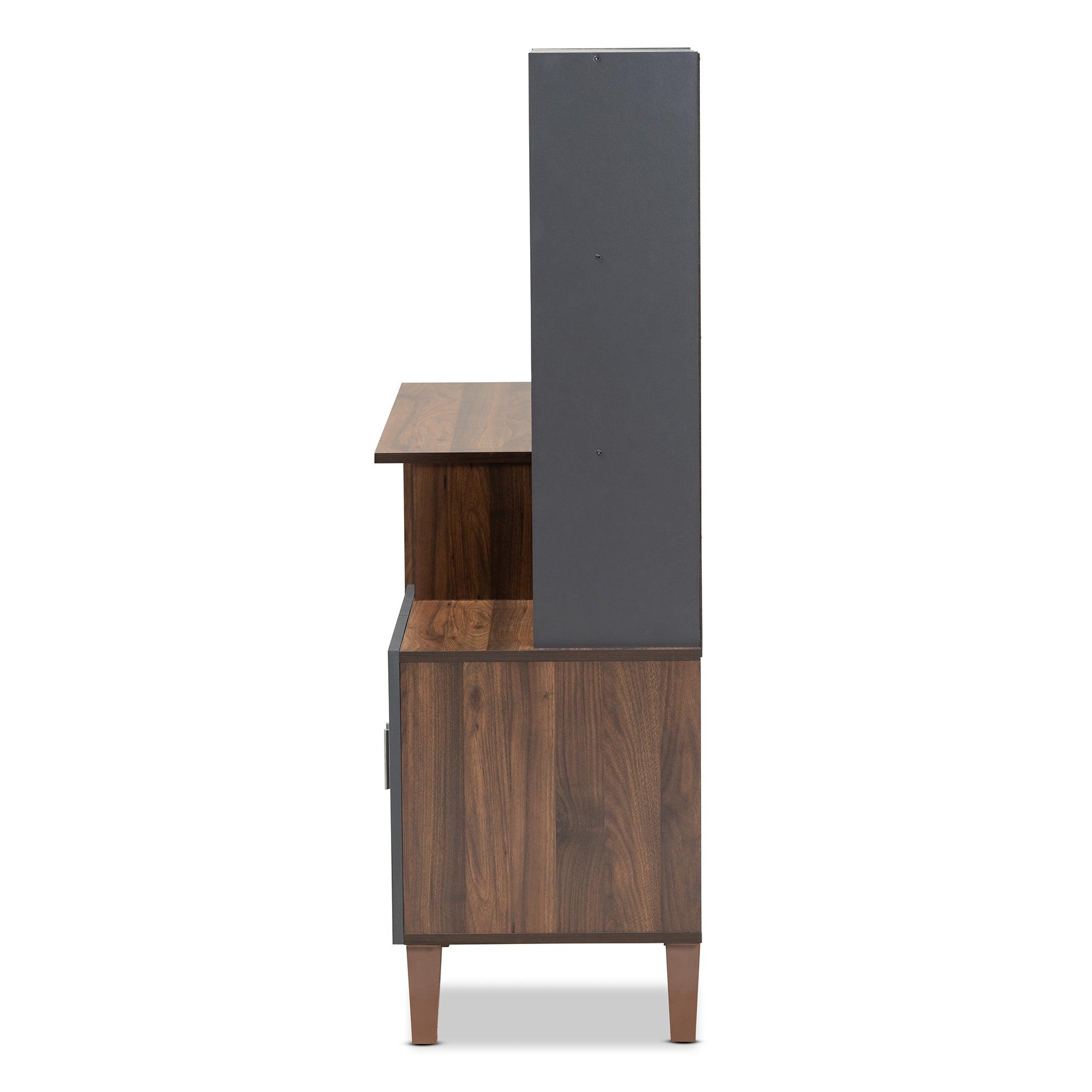 Jaeger Modern and Contemporary Two-Tone and Dark Finished Wood Storage Desk with Shelves