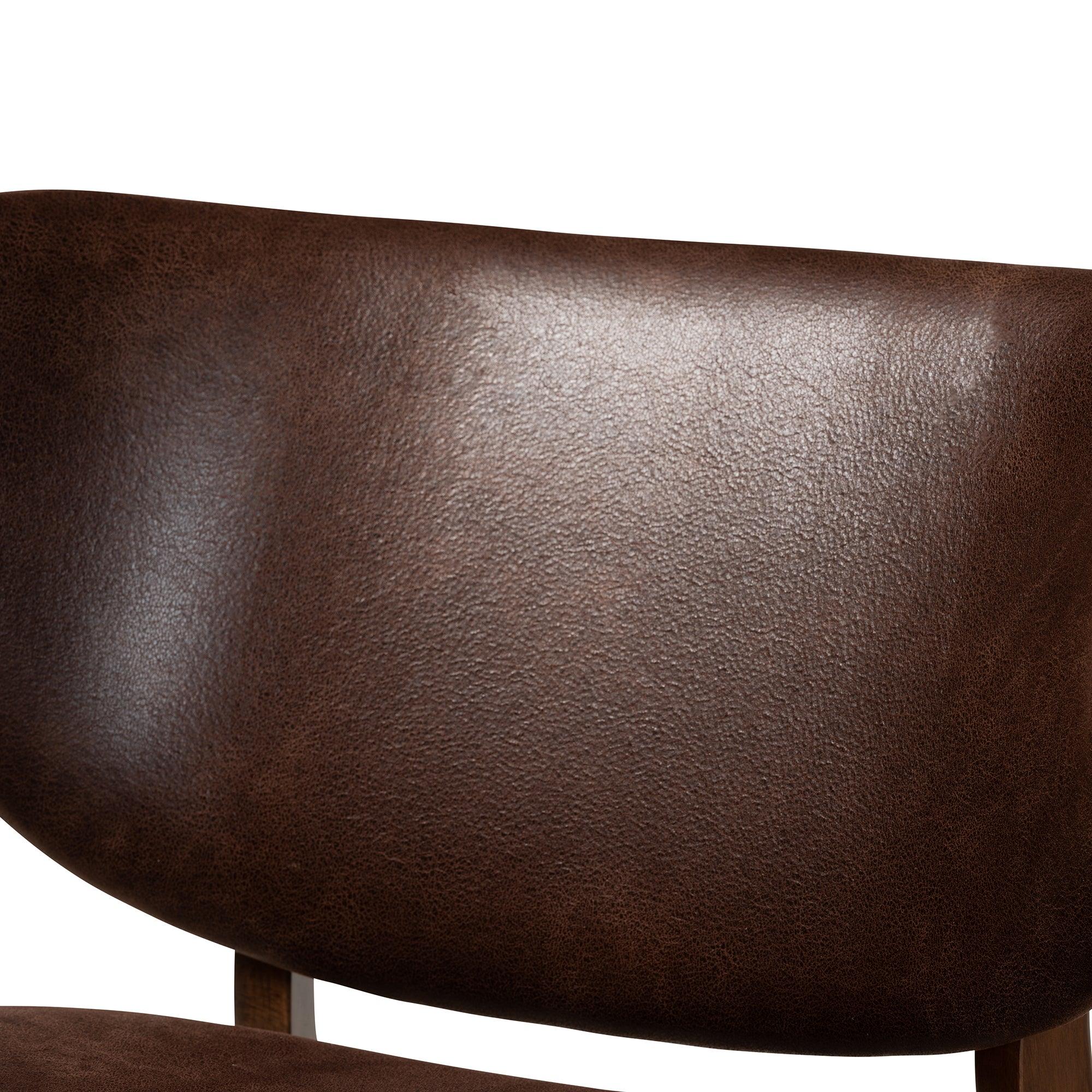 Marcos Mid-Century Modern Faux Leather Effect and Finished Wood Living Room Accent Chair