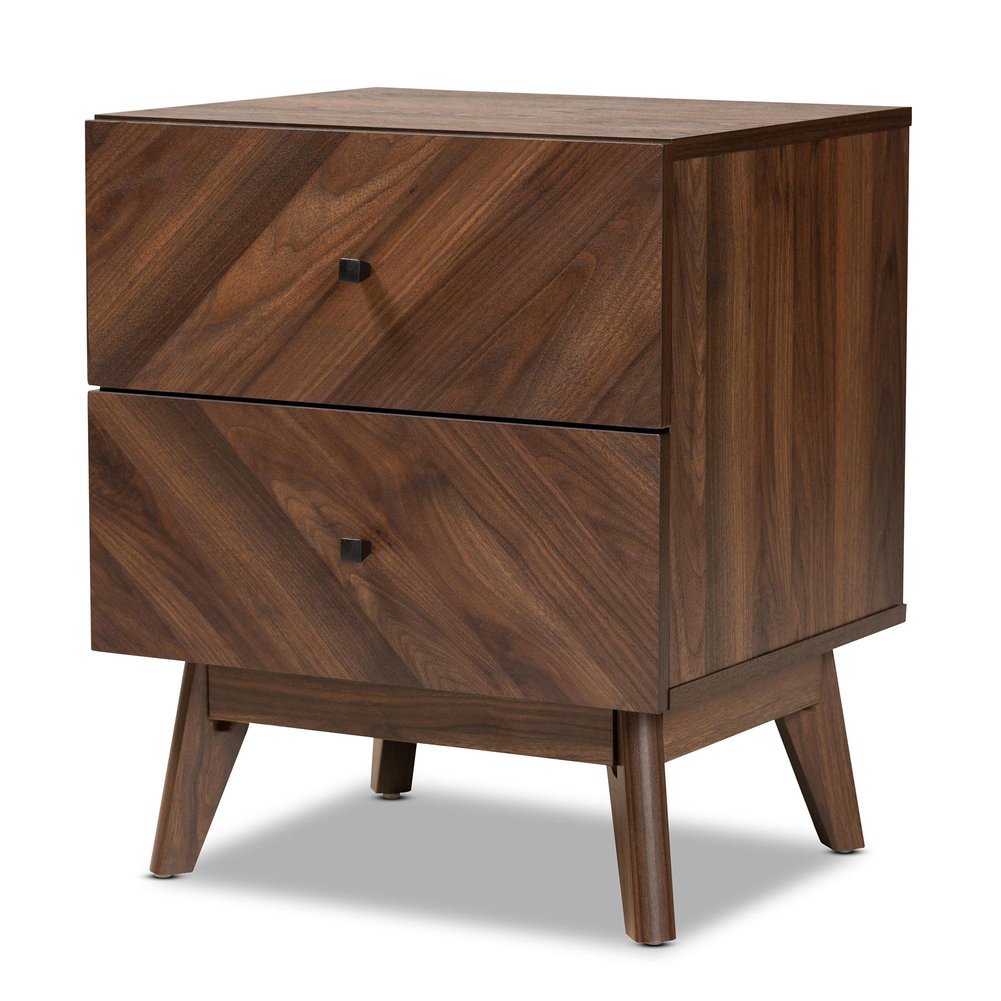 Hartman Mid-Century Modern Finished Wood 2-Drawer Nightstand