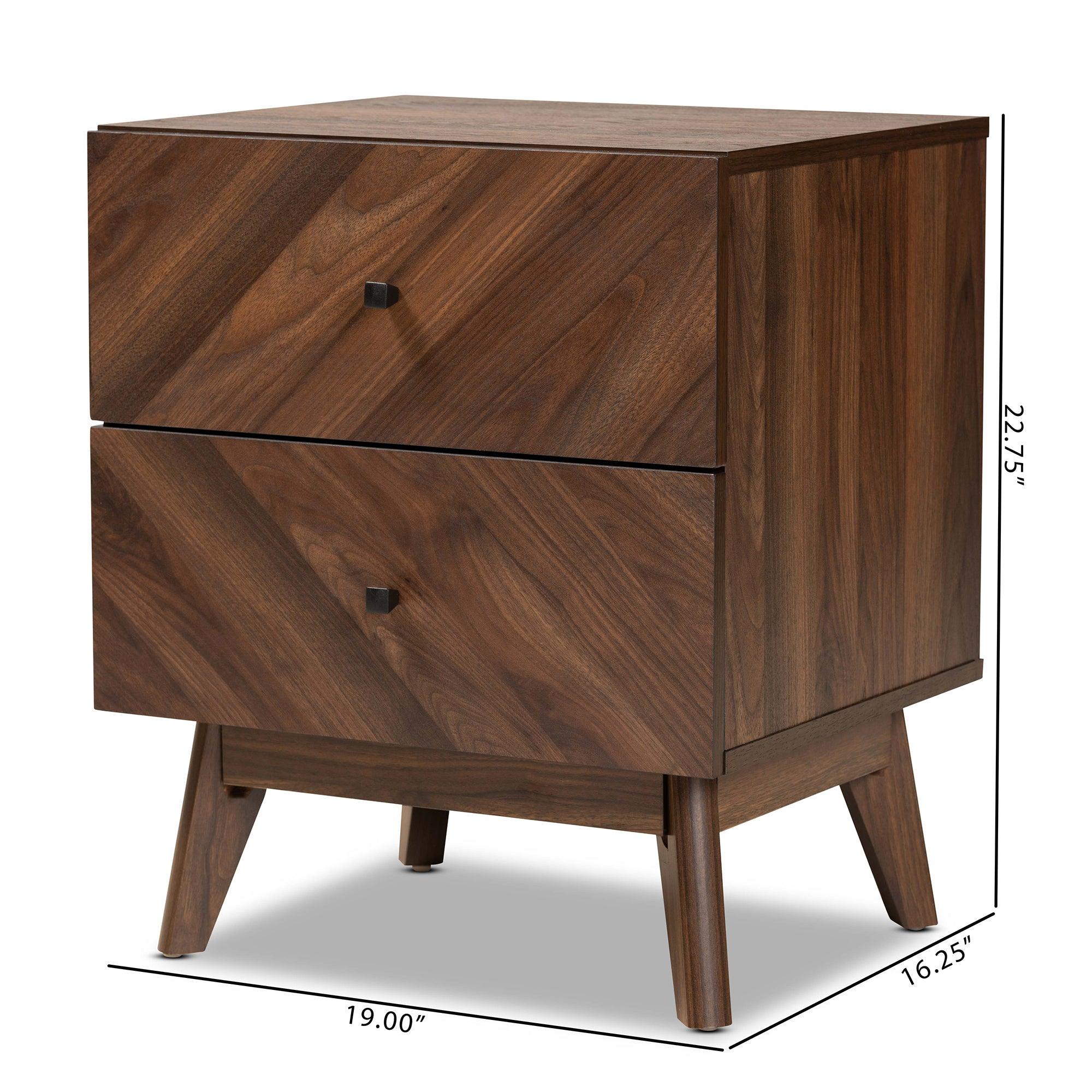 Hartman Mid-Century Modern Finished Wood 2-Drawer Nightstand