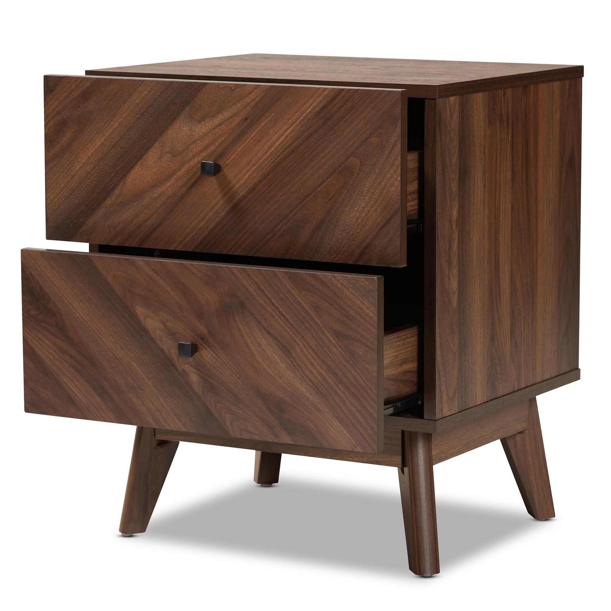 Hartman Mid-Century Modern Finished Wood 2-Drawer Nightstand