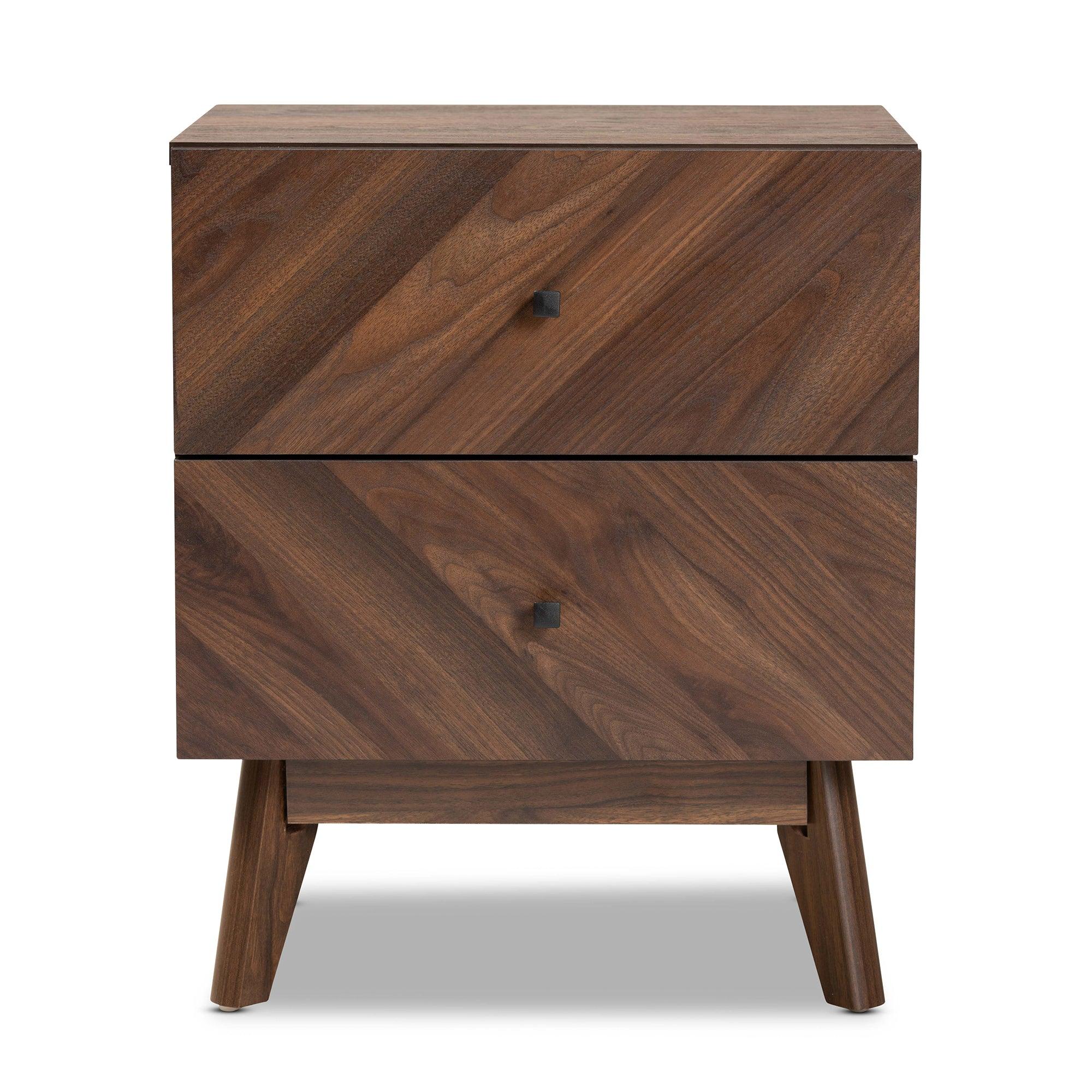 Hartman Mid-Century Modern Finished Wood 2-Drawer Nightstand