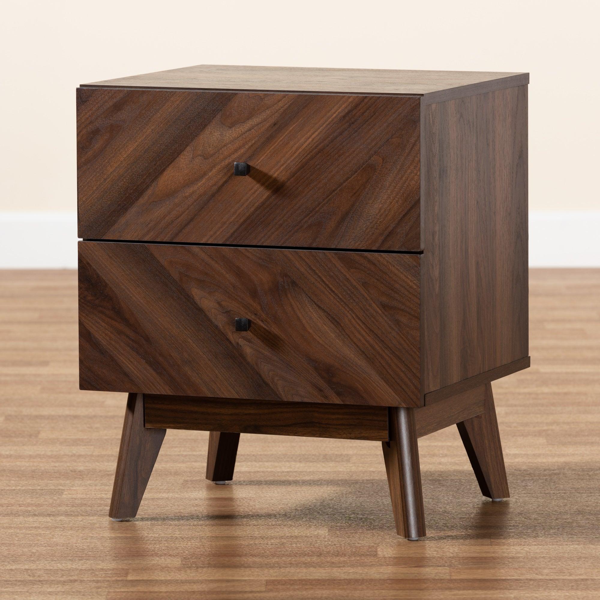 Hartman Mid-Century Modern Finished Wood 2-Drawer Nightstand