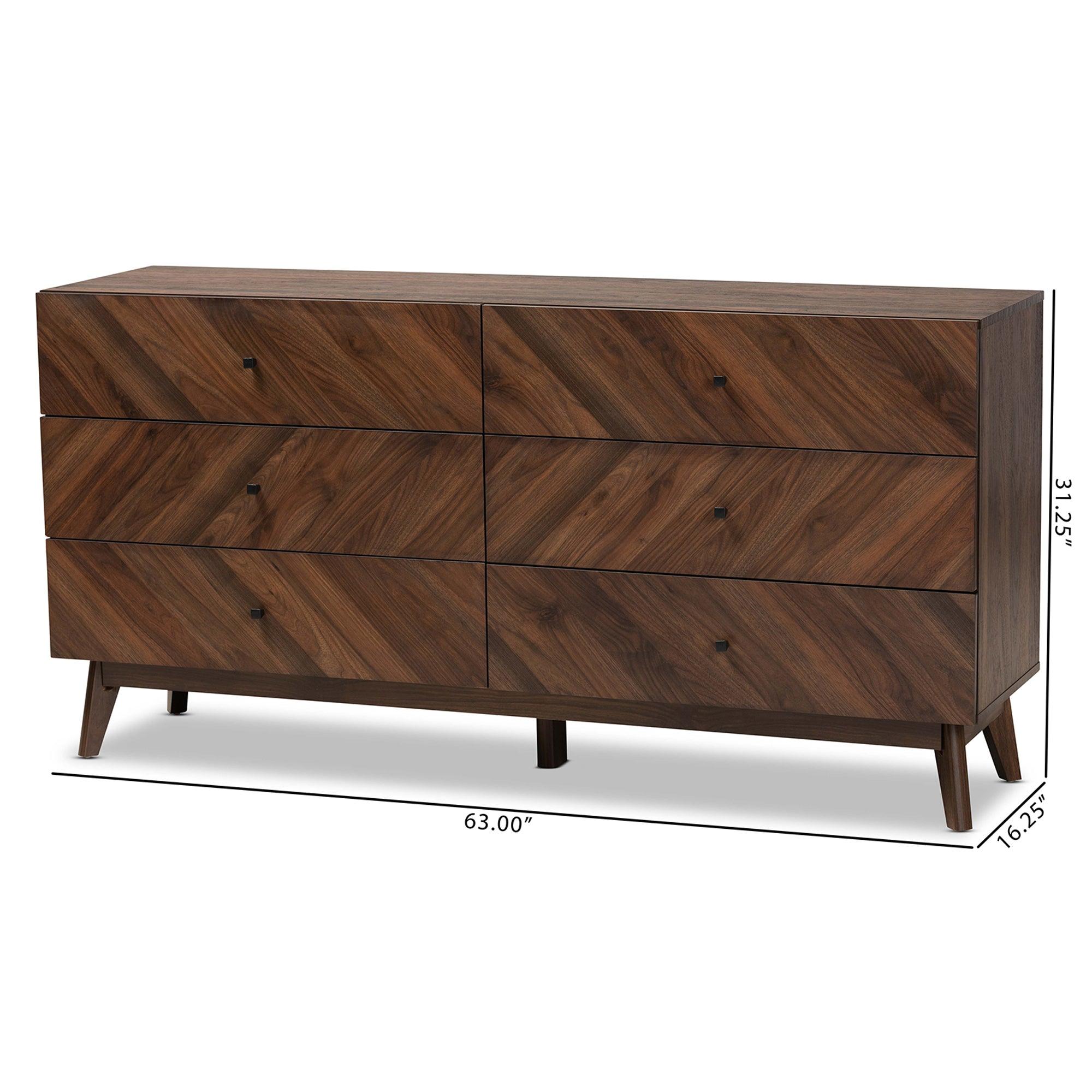 Hartman Mid-Century Modern Finished Wood 6-Drawer Dresser