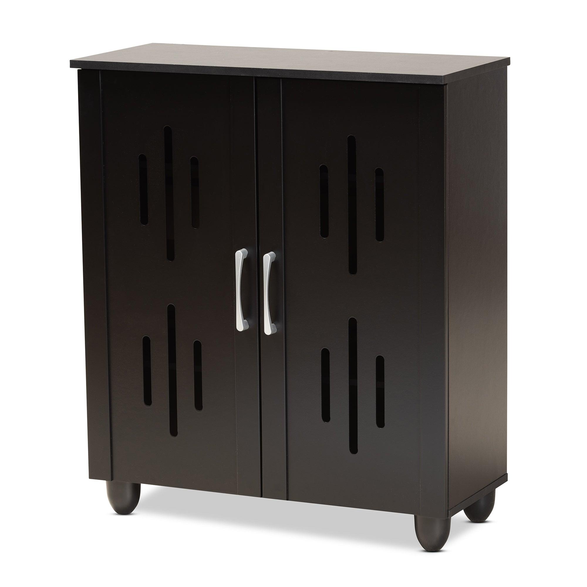 Renley Modern and Contemporary Finished Wood 2-Door Shoe Storage Cabinet