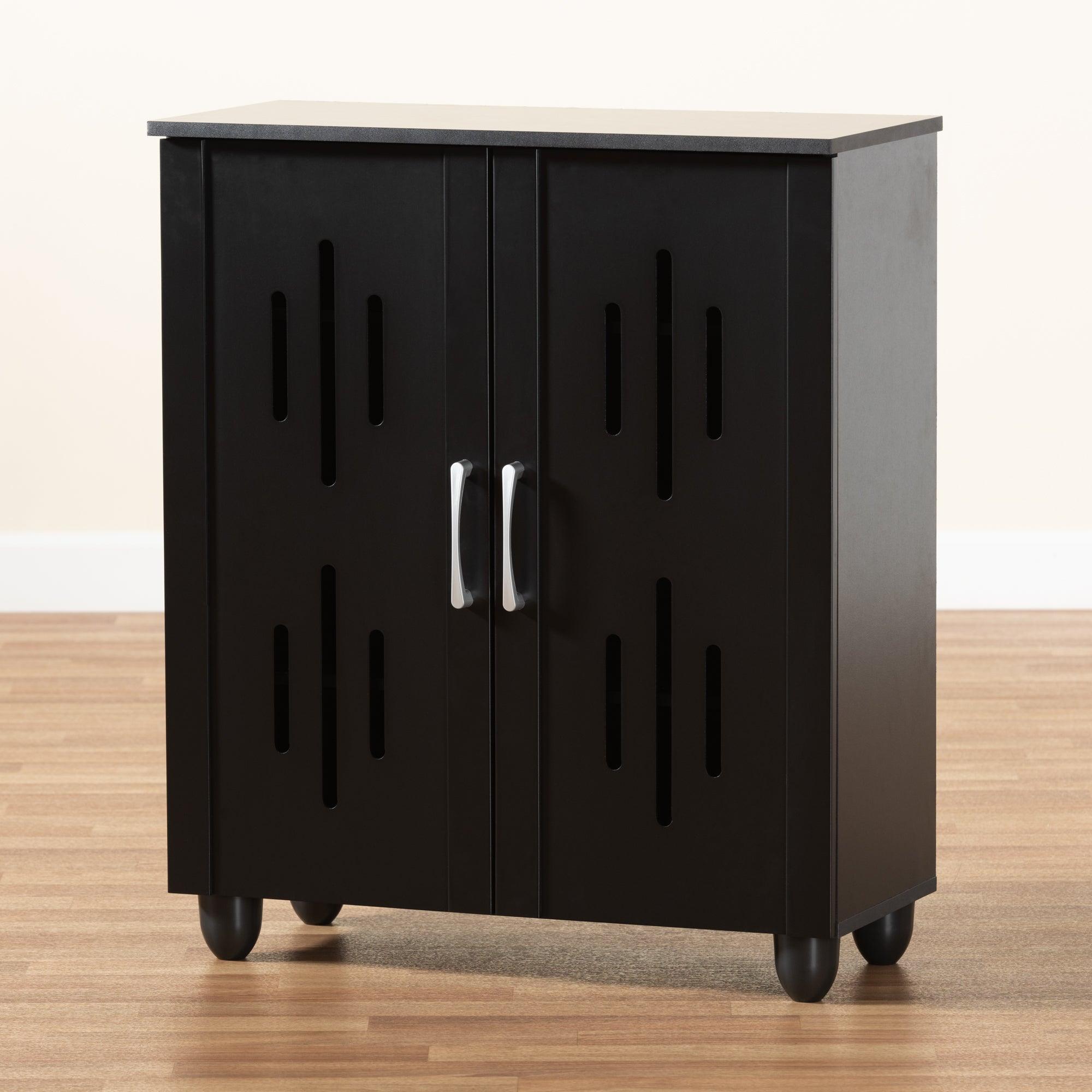 Renley Modern and Contemporary Finished Wood 2-Door Shoe Storage Cabinet