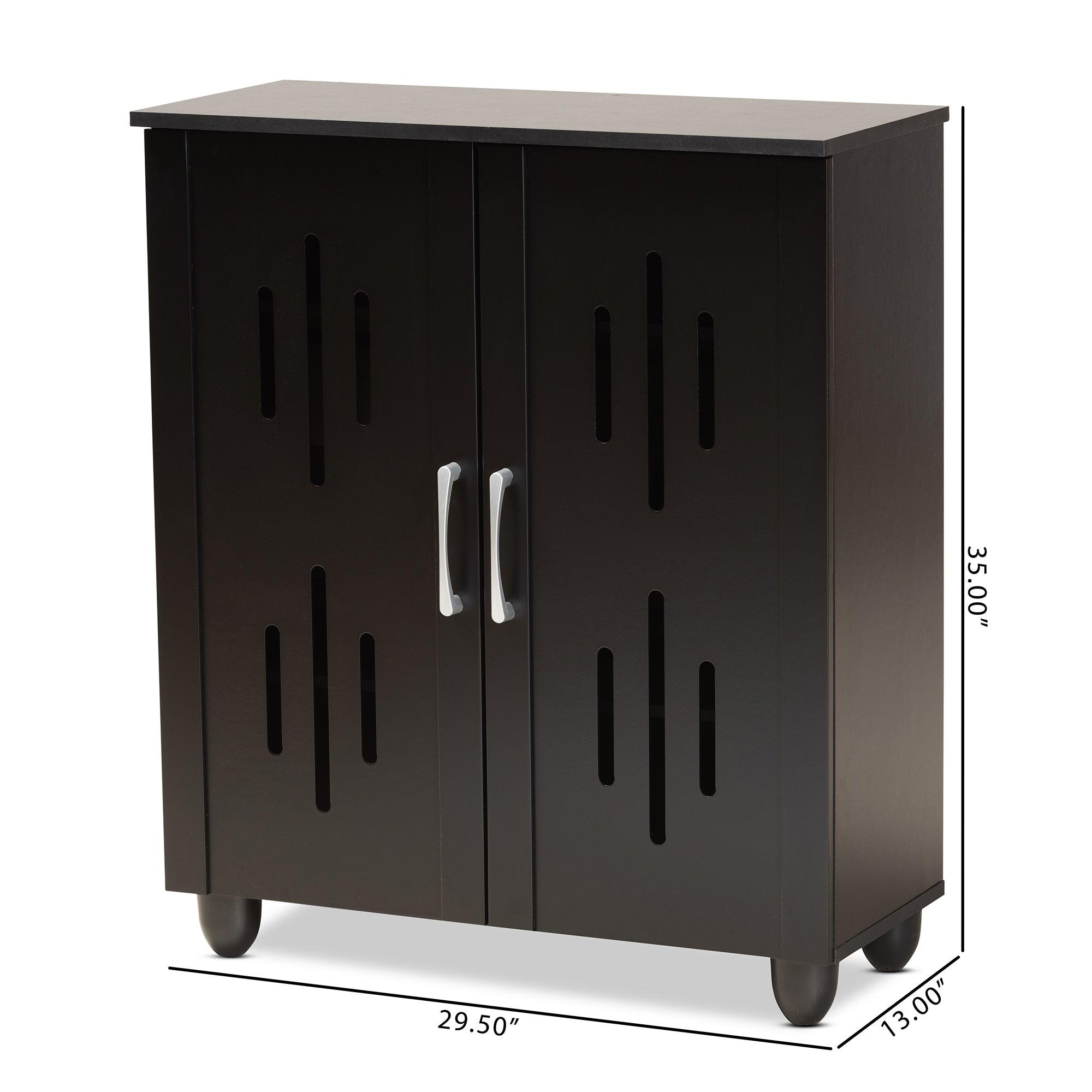 Renley Modern and Contemporary Finished Wood 2-Door Shoe Storage Cabinet