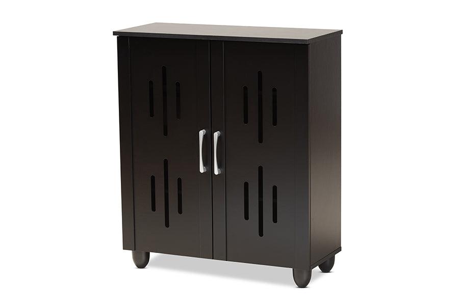 Renley Modern and Contemporary Finished Wood 2-Door Shoe Storage Cabinet