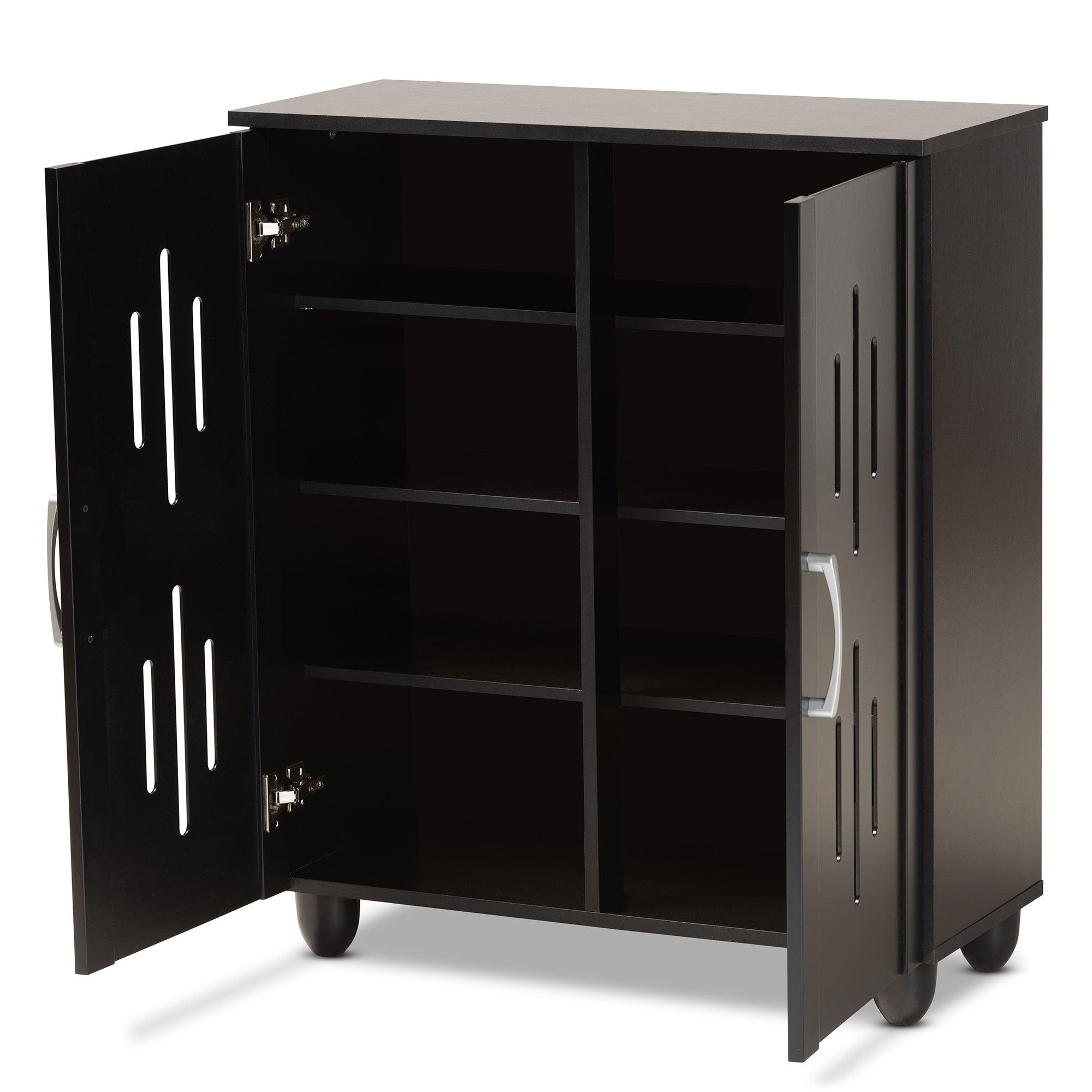 Renley Modern and Contemporary Finished Wood 2-Door Shoe Storage Cabinet