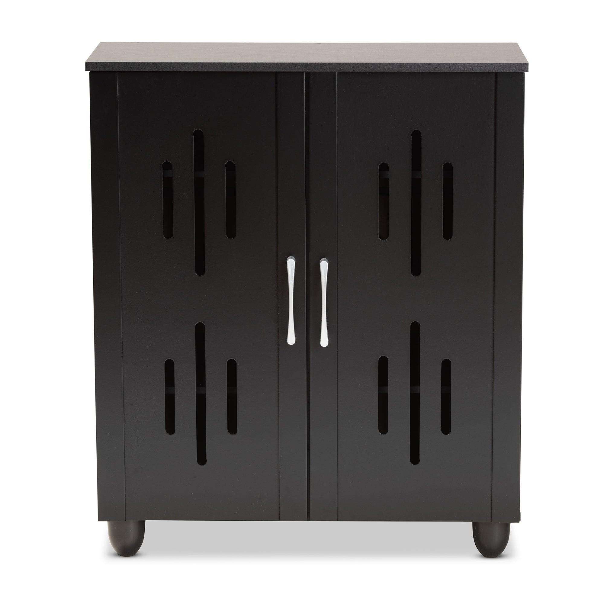 Renley Modern and Contemporary Finished Wood 2-Door Shoe Storage Cabinet