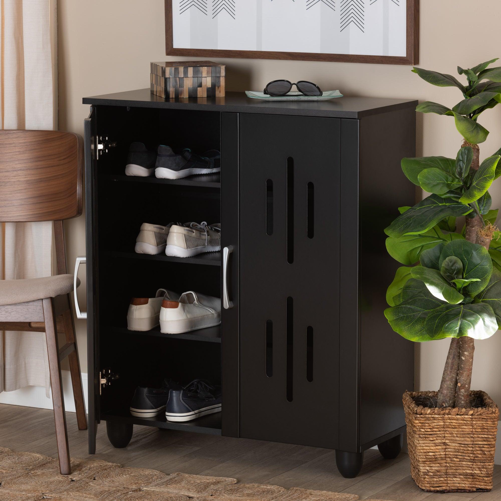 Renley Modern and Contemporary Finished Wood 2-Door Shoe Storage Cabinet