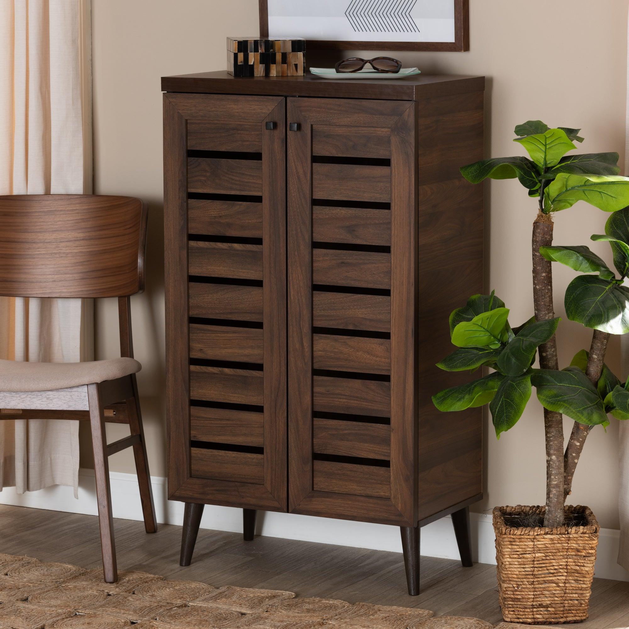 Salma Modern and Contemporary Finished Wood 2-Door Shoe Storage Cabinet