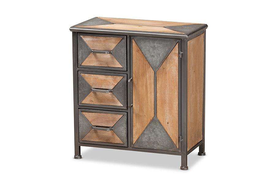 Laurel Rustic Industrial Antique Finished Metal and washed Finished Wood 3-Drawer Accent Storage Cabinet