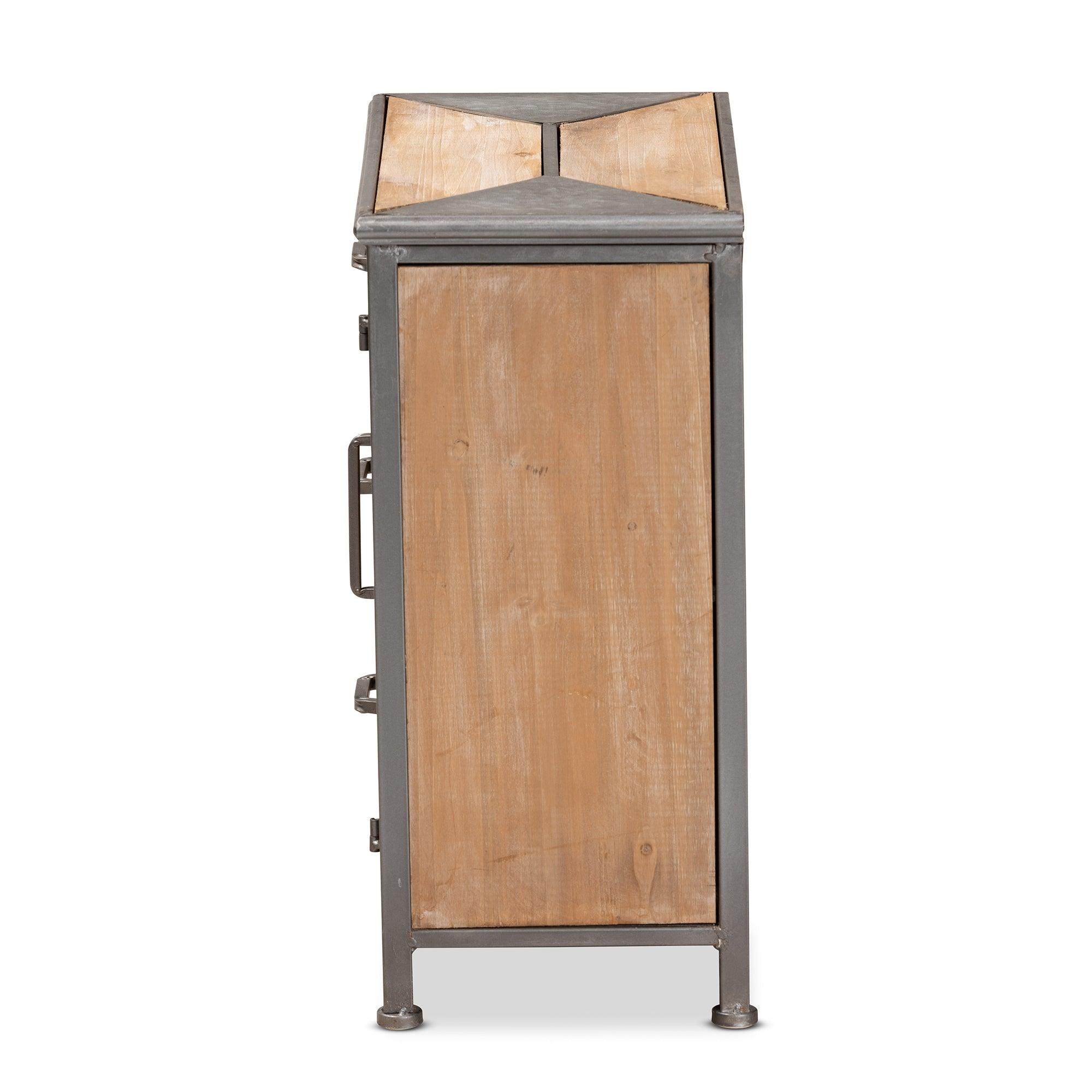 Laurel Rustic Industrial Antique Finished Metal and washed Finished Wood 3-Drawer Accent Storage Cabinet