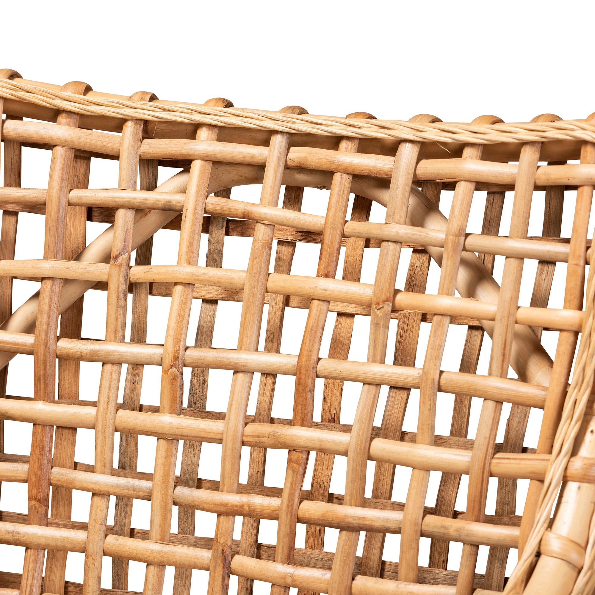 bali & pari Saoka Modern and Contemporary Finished Wood and Rattan Dining Chair