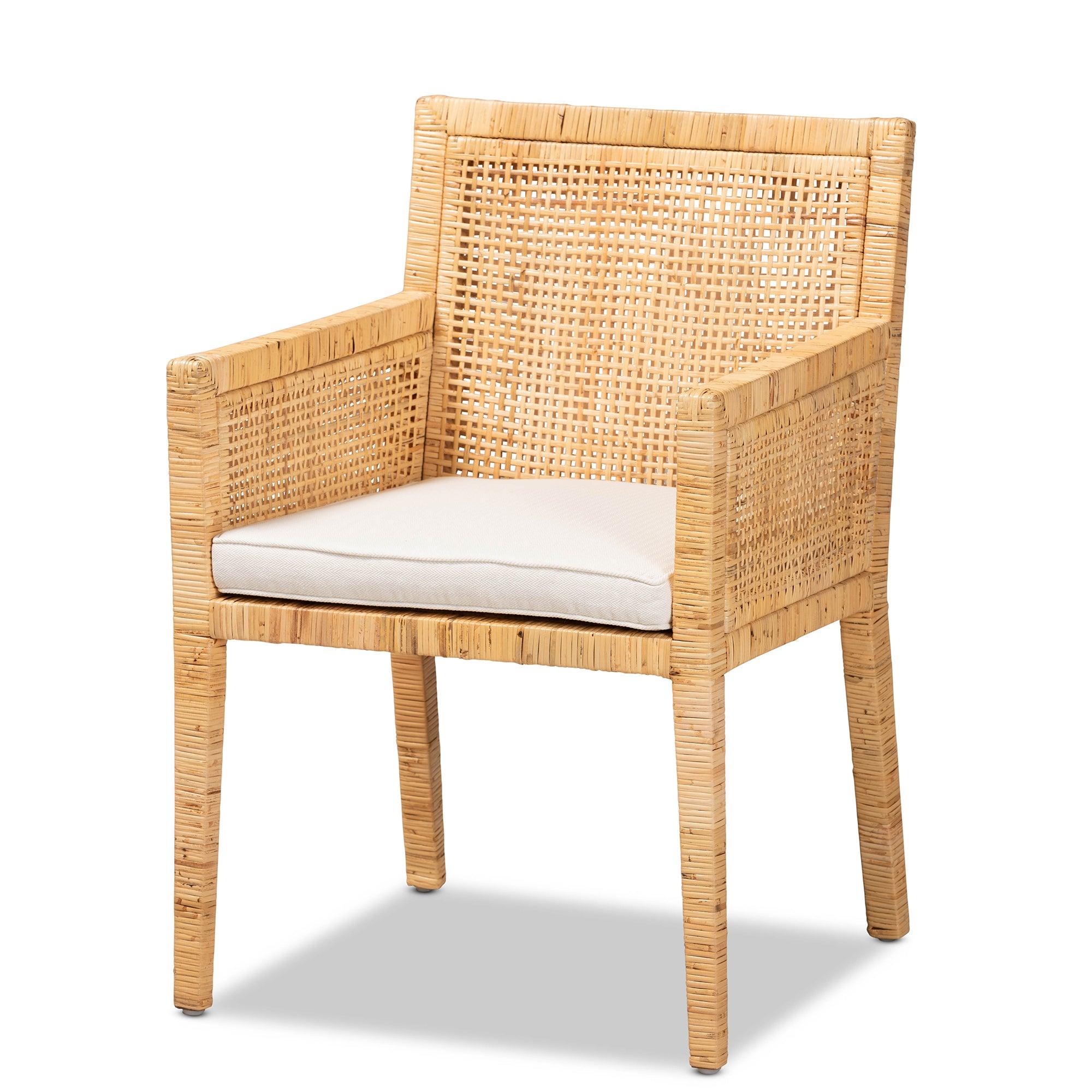 bali & pari Karis Modern and Contemporary Finished Wood and Rattan Dining Chair