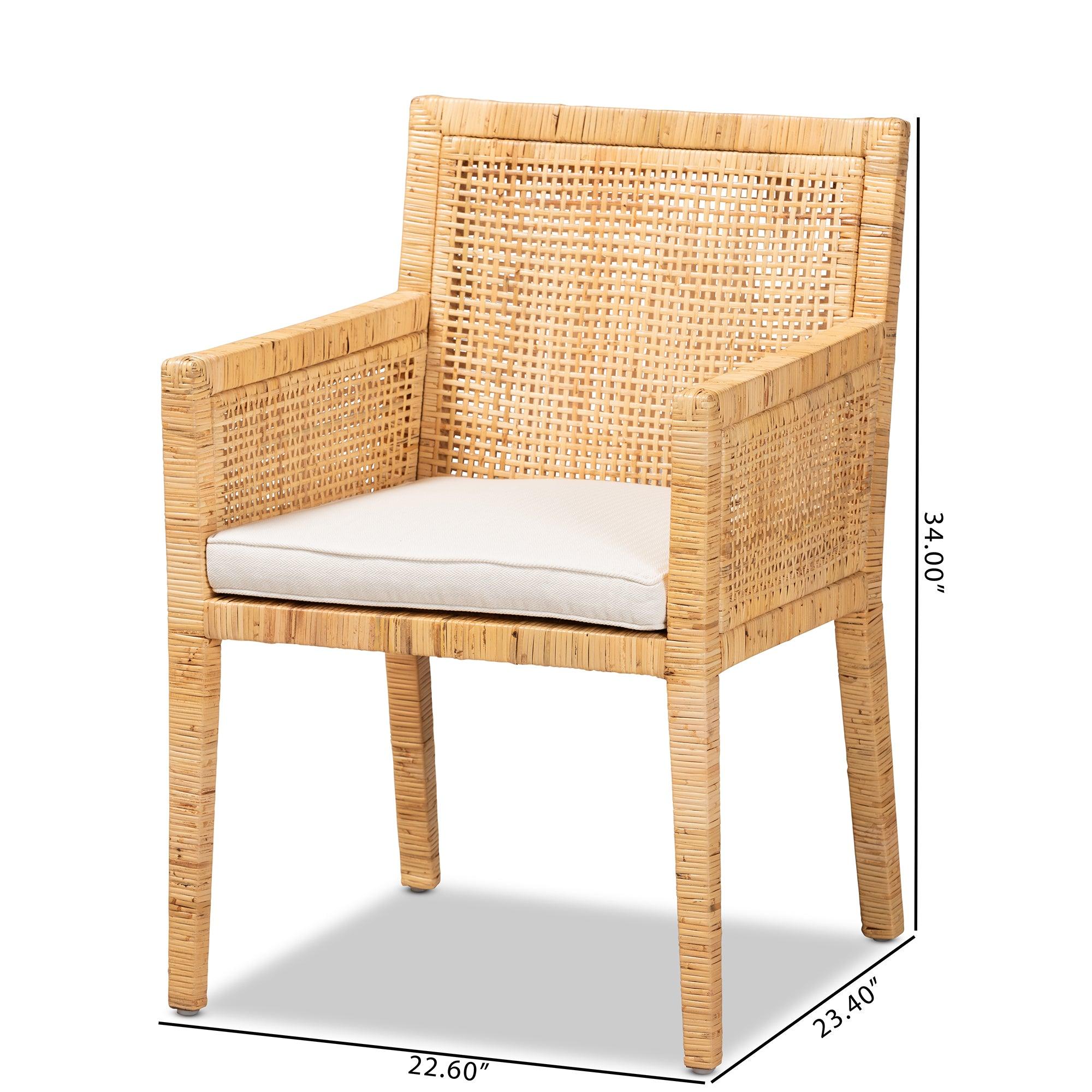 bali & pari Karis Modern and Contemporary Finished Wood and Rattan Dining Chair