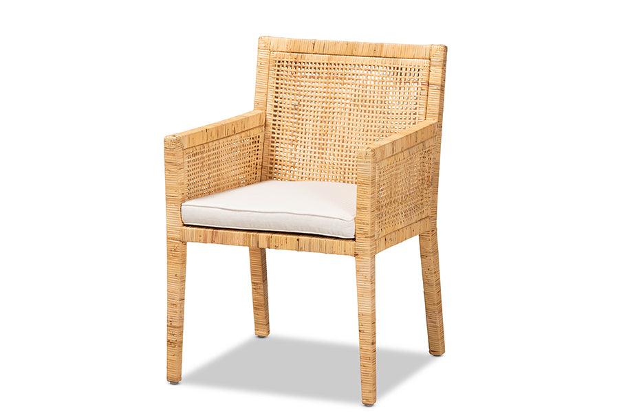 bali & pari Karis Modern and Contemporary Finished Wood and Rattan Dining Chair