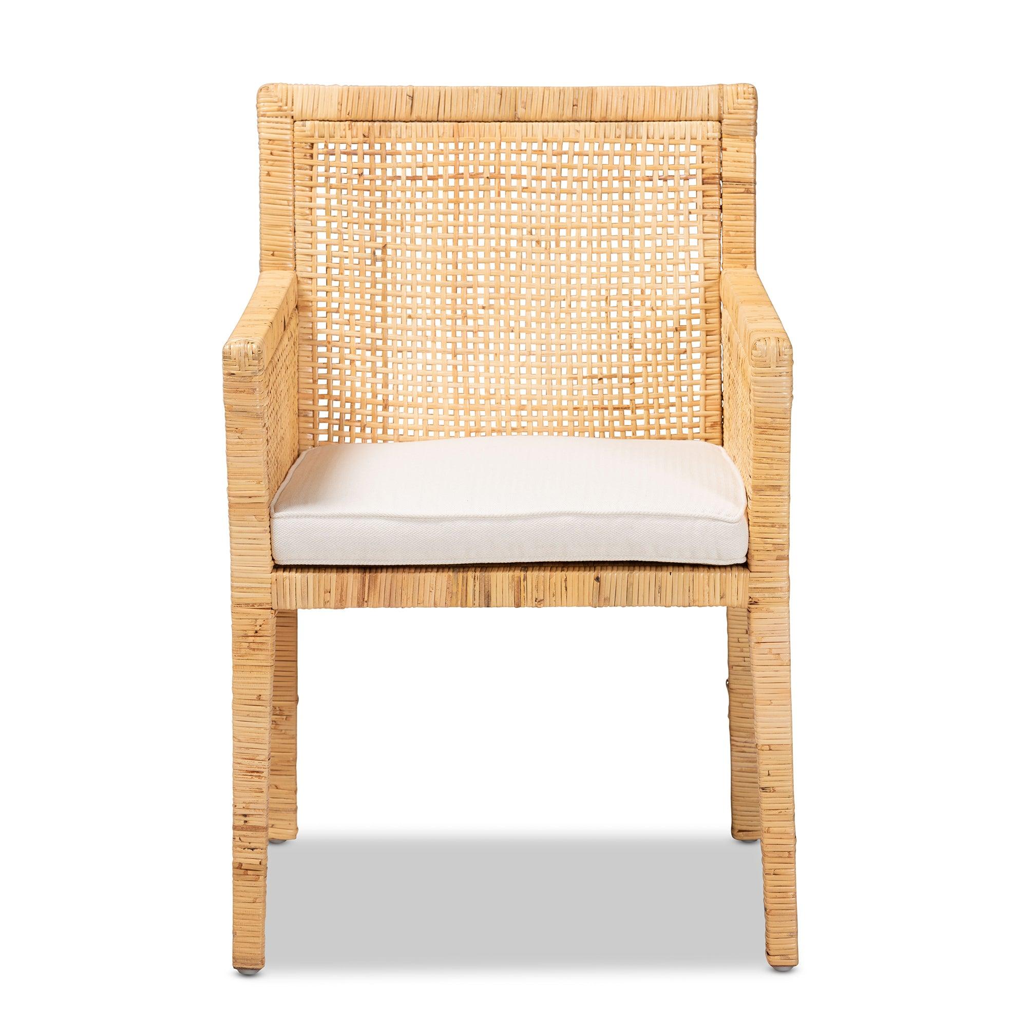 bali & pari Karis Modern and Contemporary Finished Wood and Rattan Dining Chair